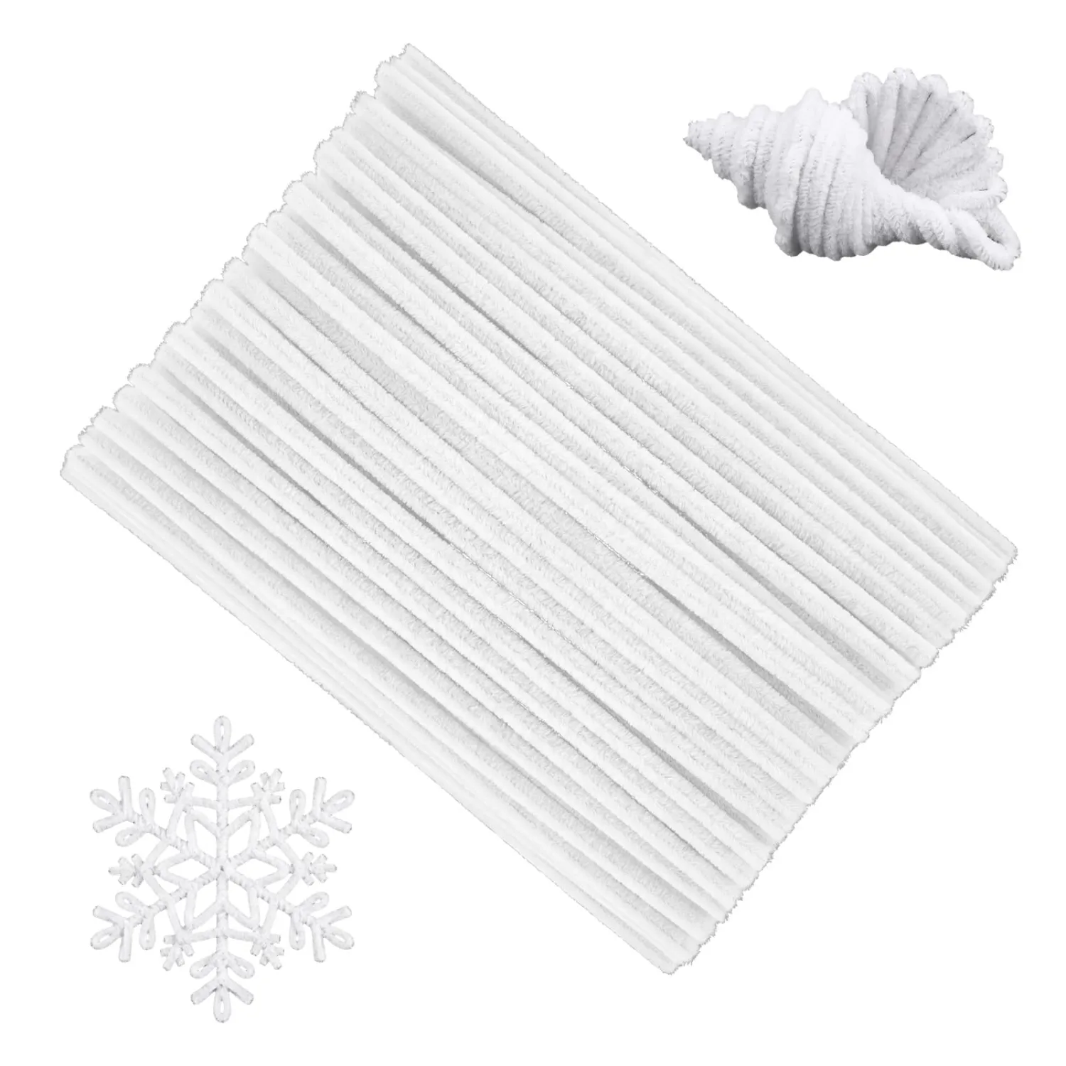 White Pipe Cleaners Craft,100pcs Craft Supplies Chenille Stems Arts & Crafts for DIY Valentines Day Decorations,Flowers Making Pipe Cleaners White Bulk Gifts for Her Room Decor,Art Supplies for Kids