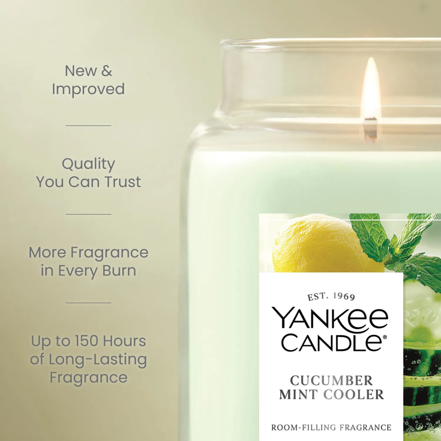 Yankee Candle Cucumber Mint Cooler Scented Candle, 22oz Large Jar with up to 150 Hour Burn Time, Giftable