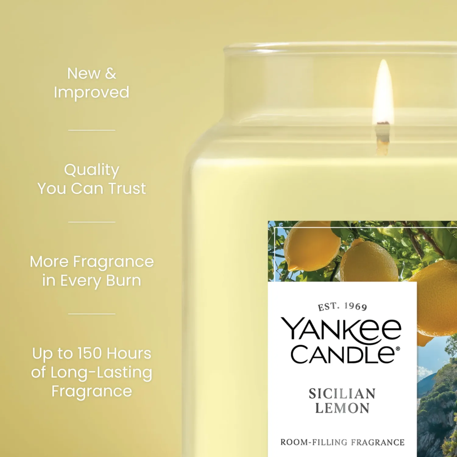 Yankee Candle Sicilian Lemon Scented Candle, 22oz Large Jar with up to 150 Hour Burn Time, Giftable