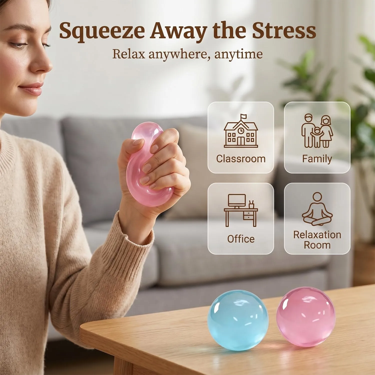 Coconut Oil Squishy, Coconut Oil Stress Ball – Super Soft, Handmade Slow Rising Fidget Squeeze Toy for Stress Relief, Squeeze the Stress Away (Blue)