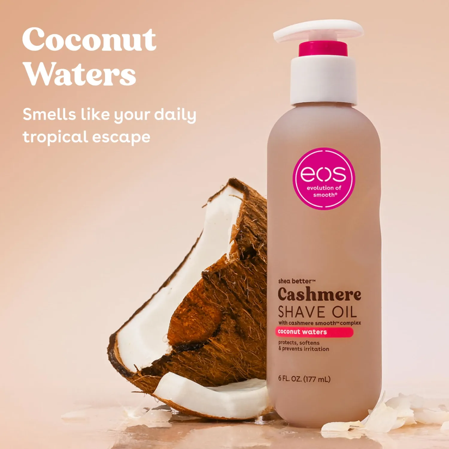eos Cashmere Shave Oil – Coconut Waters, Moisturizing Shave Oil, 6 oz