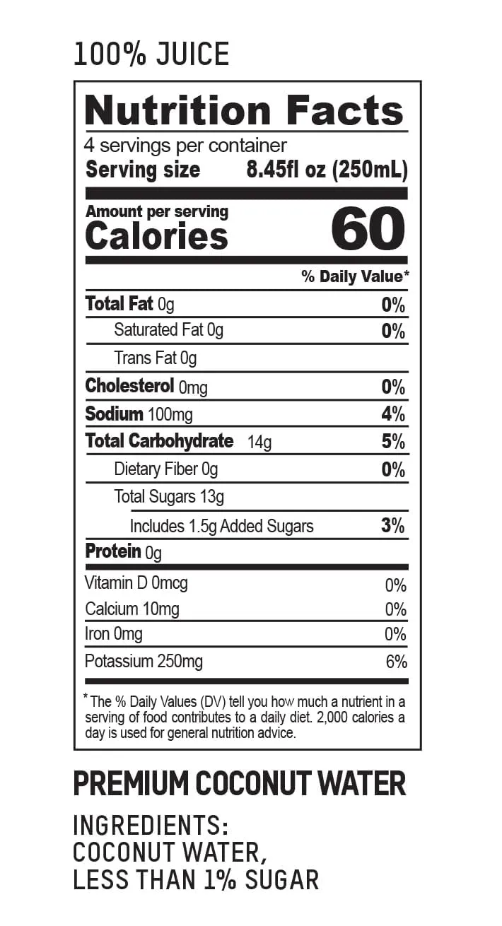 Once Upon a Coconut Premium Coconut Water 1L - Low Calorie All-Natural Drink with Electrolytes - Non-GMO - Gluten-Free - 33.8 Fl Oz (Pack of 12)