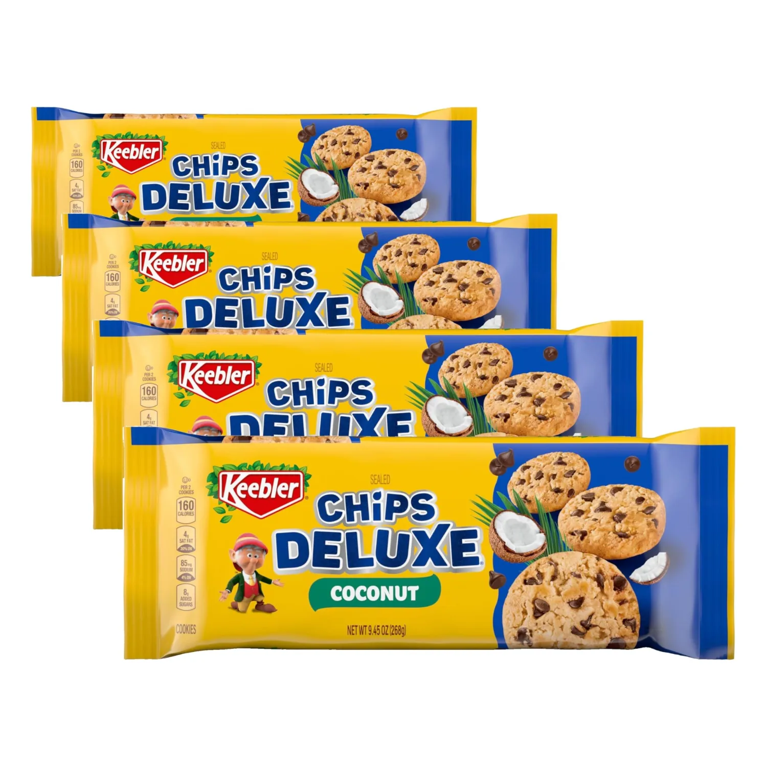 Keebler Chips Deluxe Coconut Cookies, 9.45oz (Pack of 4)