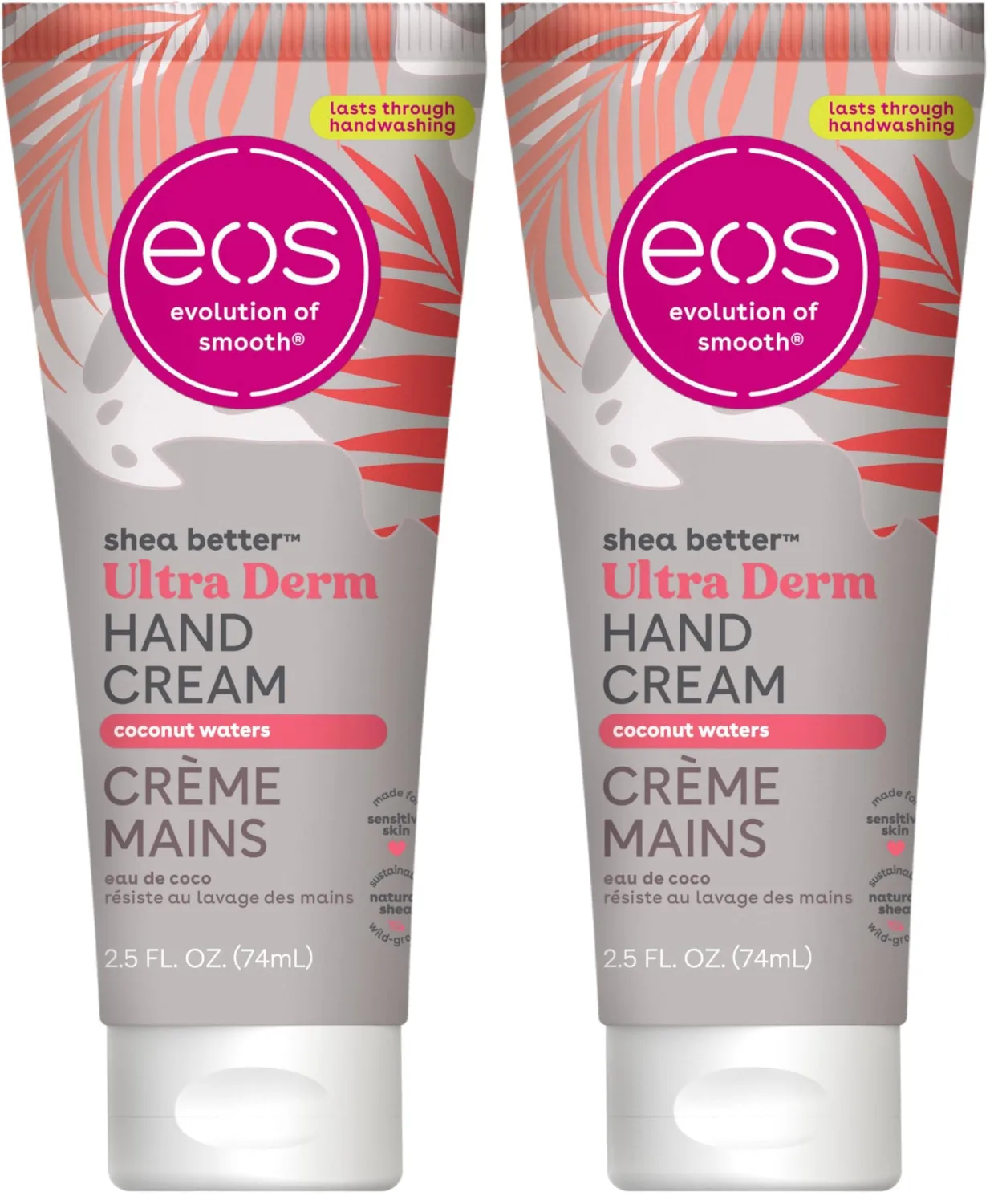 eos Shea Better Hand Cream - Coconut Hand Lotion and Skin Care | Instant Hydration + Lasting Protection | 2.5 oz (Pack of 2)