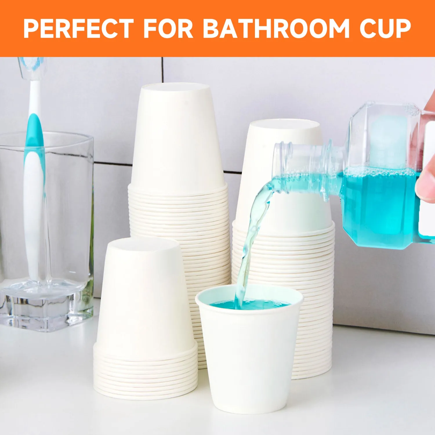 METAPRINT 300 Count 3 oz Disposable Mouthwash Cups, Small Paper Cups, Bathroom Paper Cups, Ideal for Parties and Everyday Use
