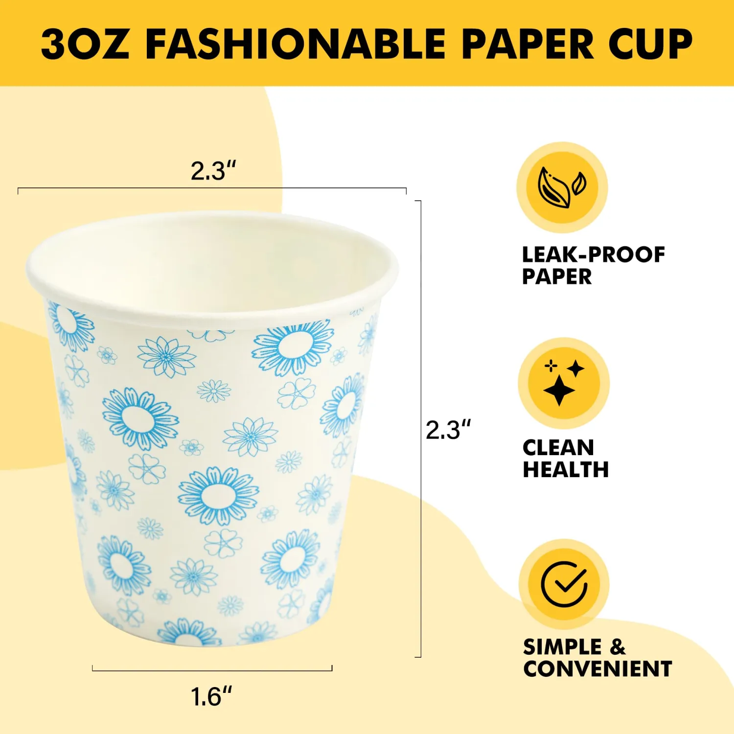 RACETOP [300 Pack] Paper Cups 3 oz, Bathroom Cups 3 oz, Disposable Bathroom Paper Cups, Small Mouthwash Cups, Ideal for Party, Travel, Events, Picnic