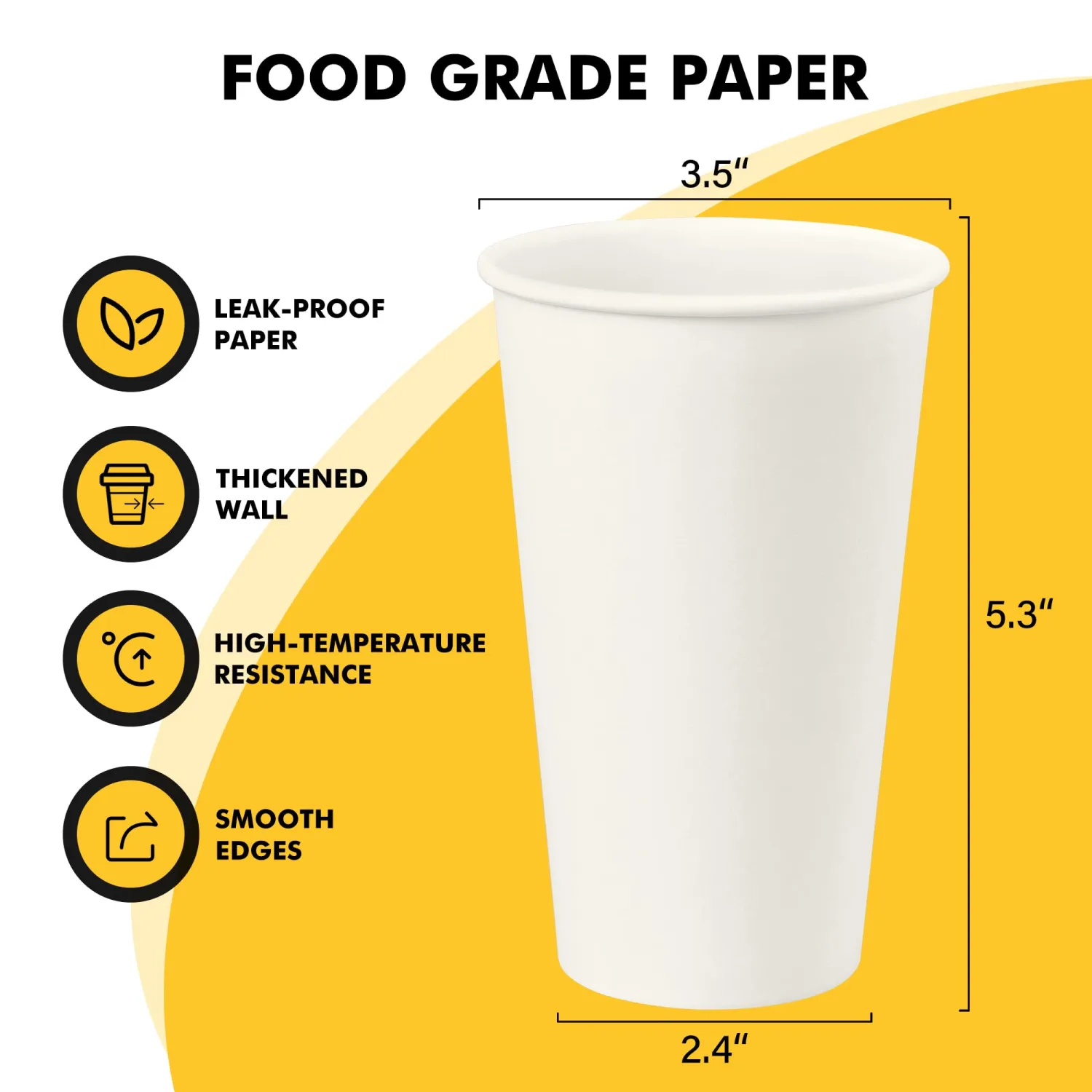 [200 Pack] 16 oz Coffee Cups, Disposable Paper Coffee Cups, Hot Coffee Cup, Perfect for Party, Picnic, Travel, and Events