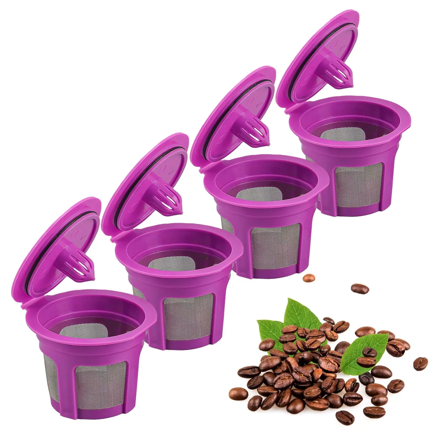 Irmidi 4 Pack K Cups Coffee Filters Compatible with Keurig Brewers 1.0 and 2.0Coffee Makers - Universal Kcup Filters Fit Refillable Kcup Coffee Pods
