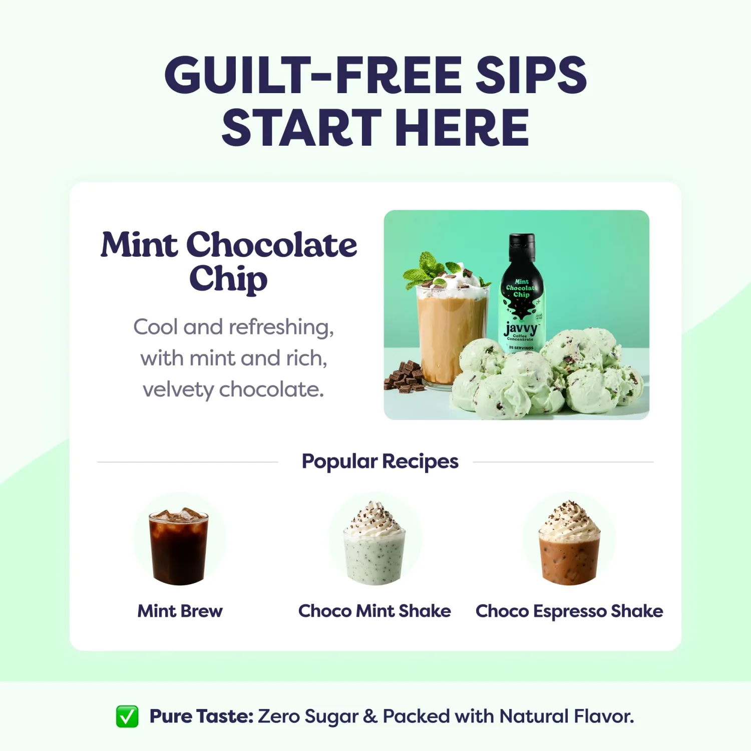 Javvy Cold Brew Coffee Concentrate Instant Coffee, Smooth Arabica Iced Coffee & Espresso Concentrate, 35 Servings, Mint Chocolate Chip, 1 Pack