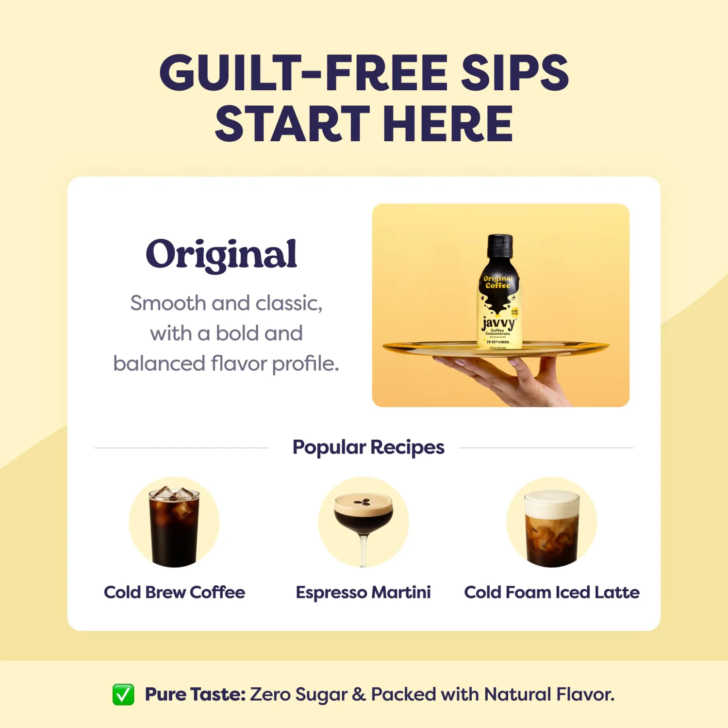 Javvy Cold Brew Coffee Concentrate Instant Coffee, Smooth Arabica Iced Coffee & Espresso Concentrate, 35 Servings, Original & Vanilla, 2 Pack