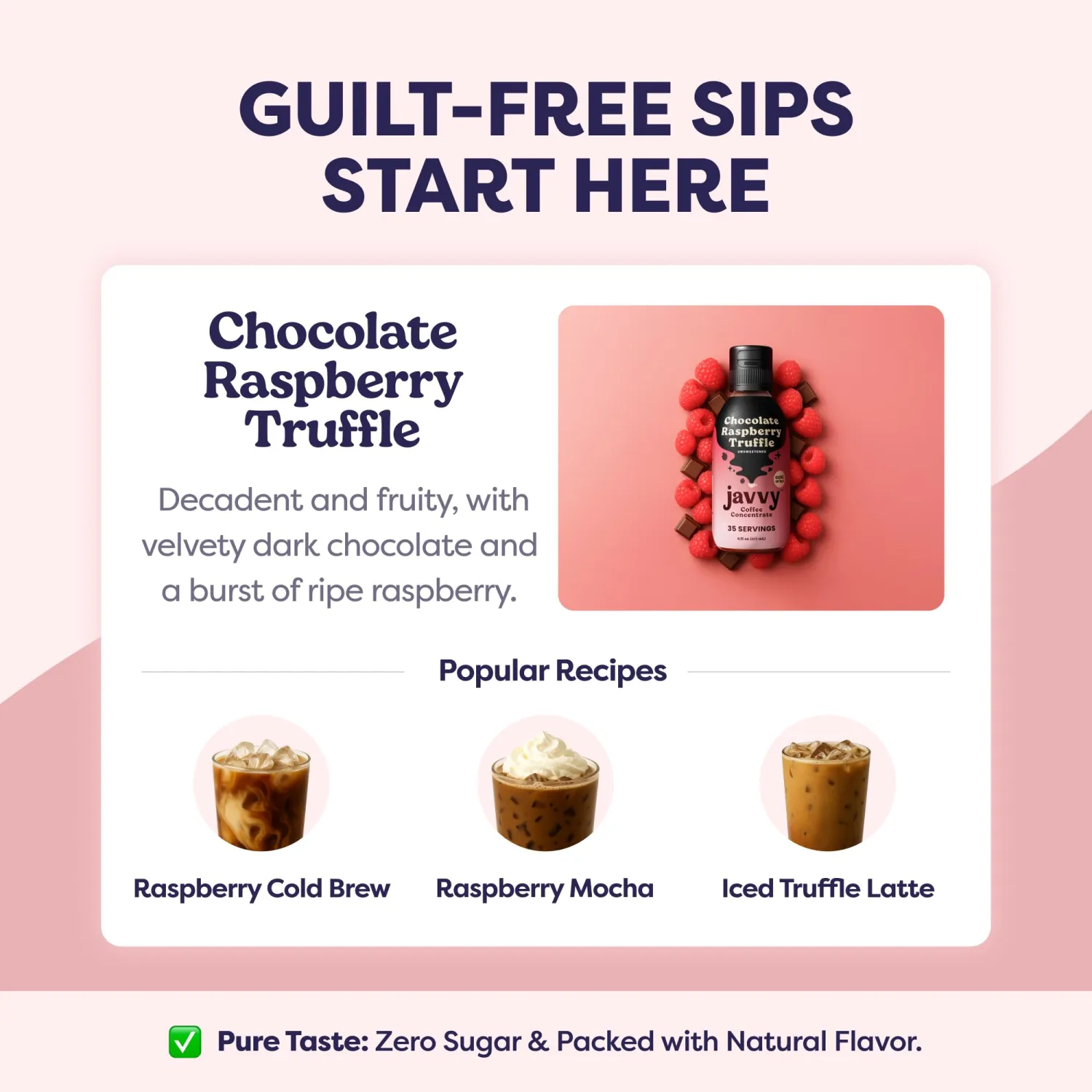 Javvy Cold Brew Coffee Concentrate Instant Coffee, Smooth Arabica Iced Coffee & Espresso Concentrate, 35 Servings, Chocolate Raspberry Truffle, 1 Pack