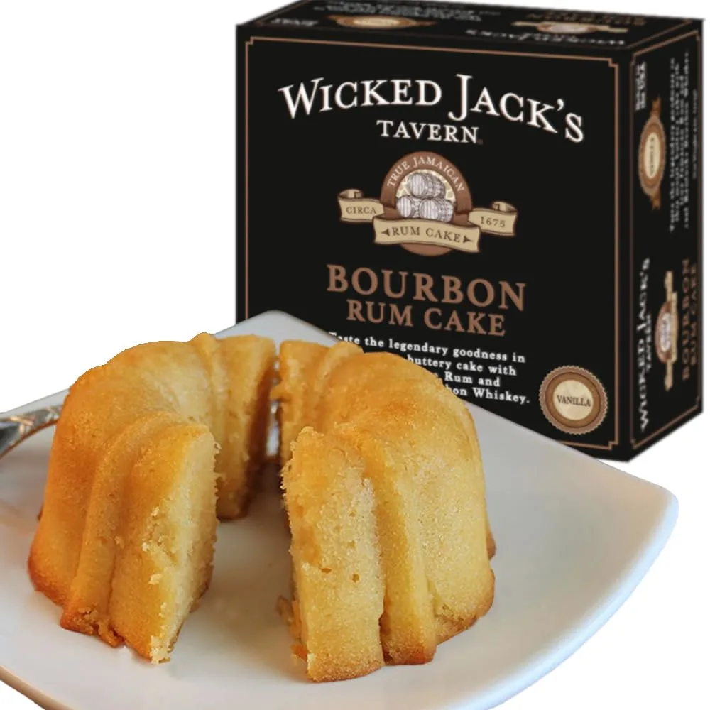 Wicked Jack's Tavern Bourbon Rum Cake, 4 oz, Gourmet Dessert for Special Occasions, Weddings, Anniversaries - Gift Baskets for Delivery, Liquor & Spirits Bakery & Dessert Gifts