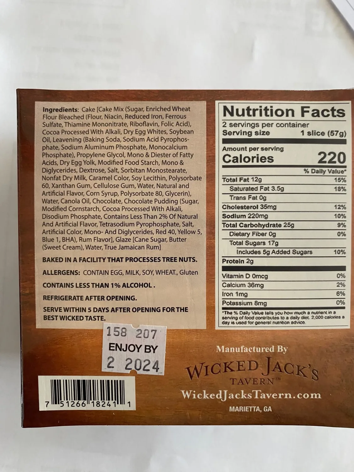 Wicked Jack’s Tavern True Jamaican Chocolate Rum Cake 4oz Gourmet Dessert Perfect Birthday, Thank You, or Gift Basket Treat Cakes for Delivery
