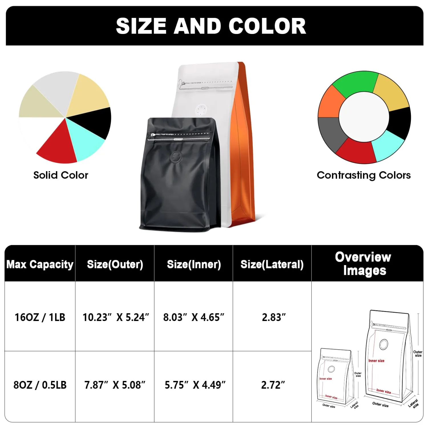 Coffee Bags with Valve(60pcs,16oz,1 lb) Vented Coffee Beans Packaging Bags High Barrier Aluminumed Foil Flat Bottom Heat Sealed Side Zipper Resealable Storage Bag for Home or Business(Red)