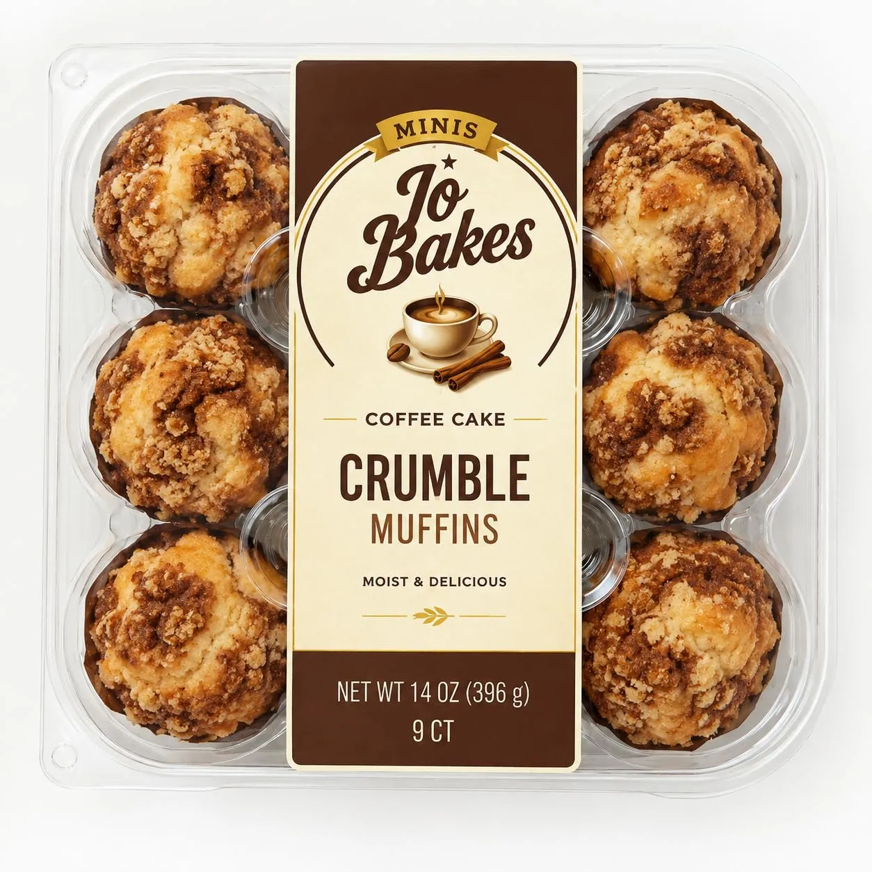 Coffee Cake Crumble Muffins, Bakery Style Breakfast Snack, Sweet Crumb Topping, Ready to Eat, 14 Oz, 9 Count – JO BAKES