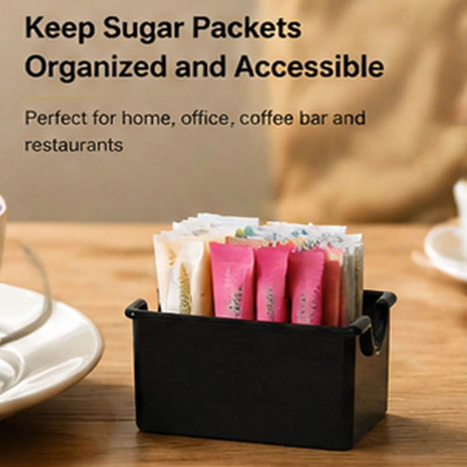 BinaryABC 4pcs Plastic Tea Bag Organizer Sugar Packet Holder and Drink Packet Dispenser for Coffee Bar Sweetener Packet Holder Storage Case for Kitchen Office Home Use