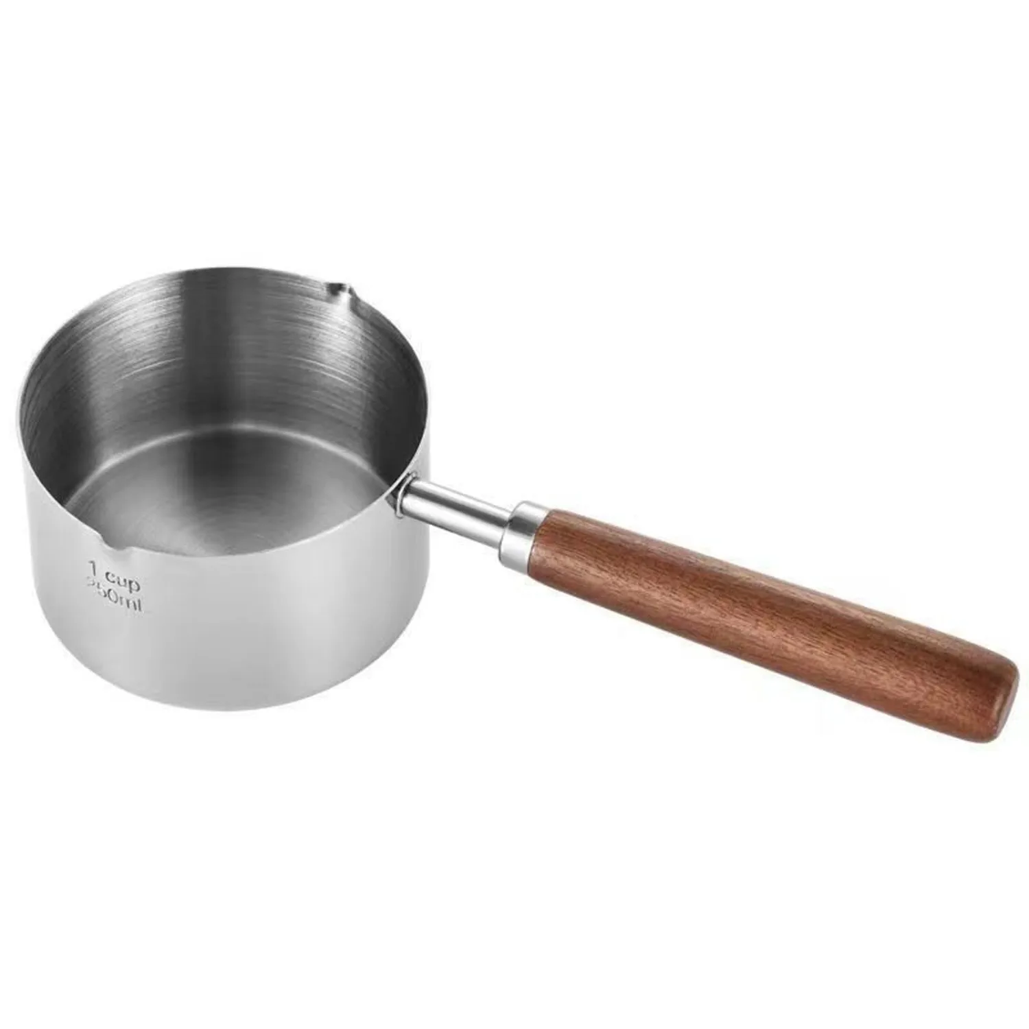 BinaryABC Mini Sauce Pan Cooking Pot, Stainless Steel with Pour Spout, 250ml