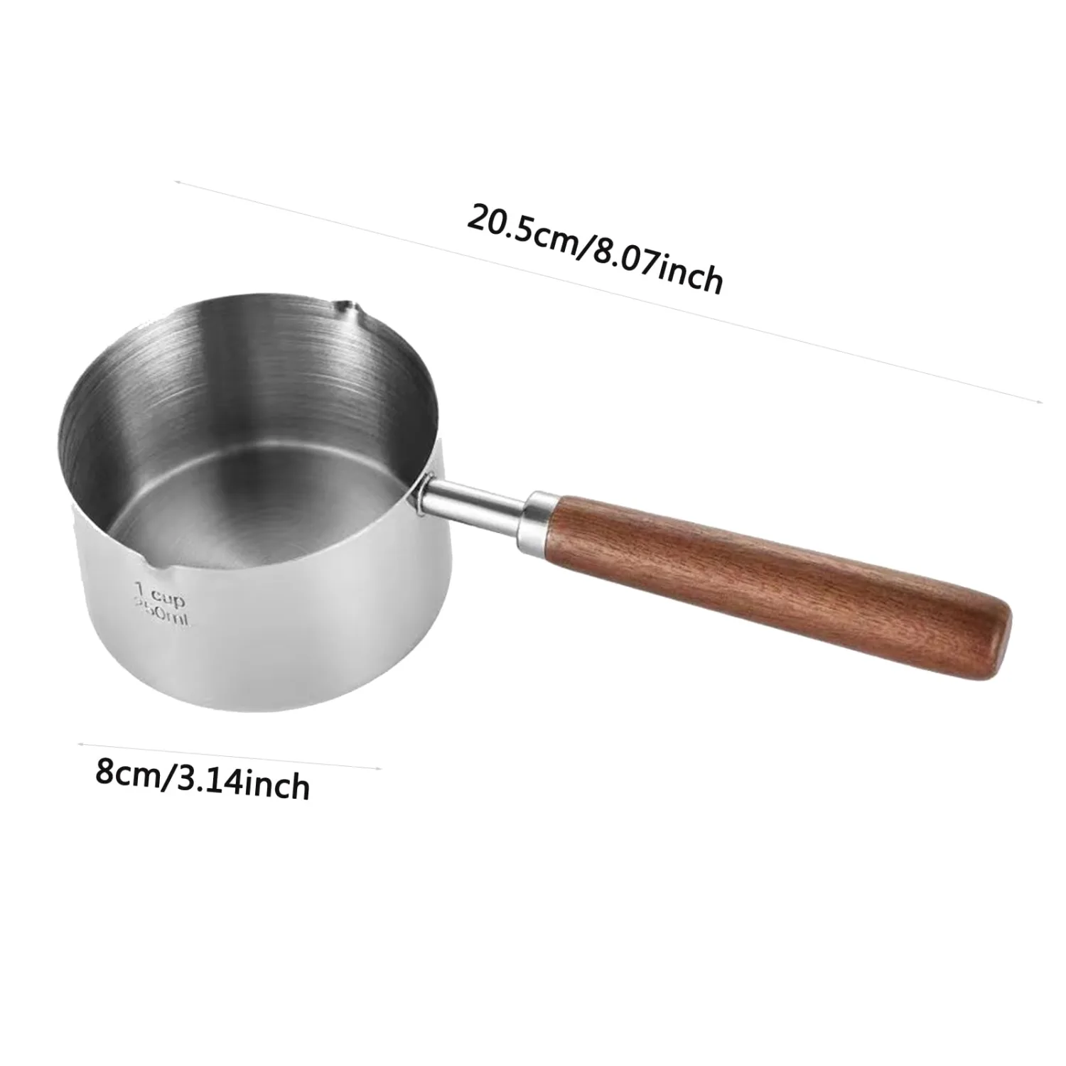 BinaryABC Mini Sauce Pan Cooking Pot, Stainless Steel with Pour Spout, 250ml
