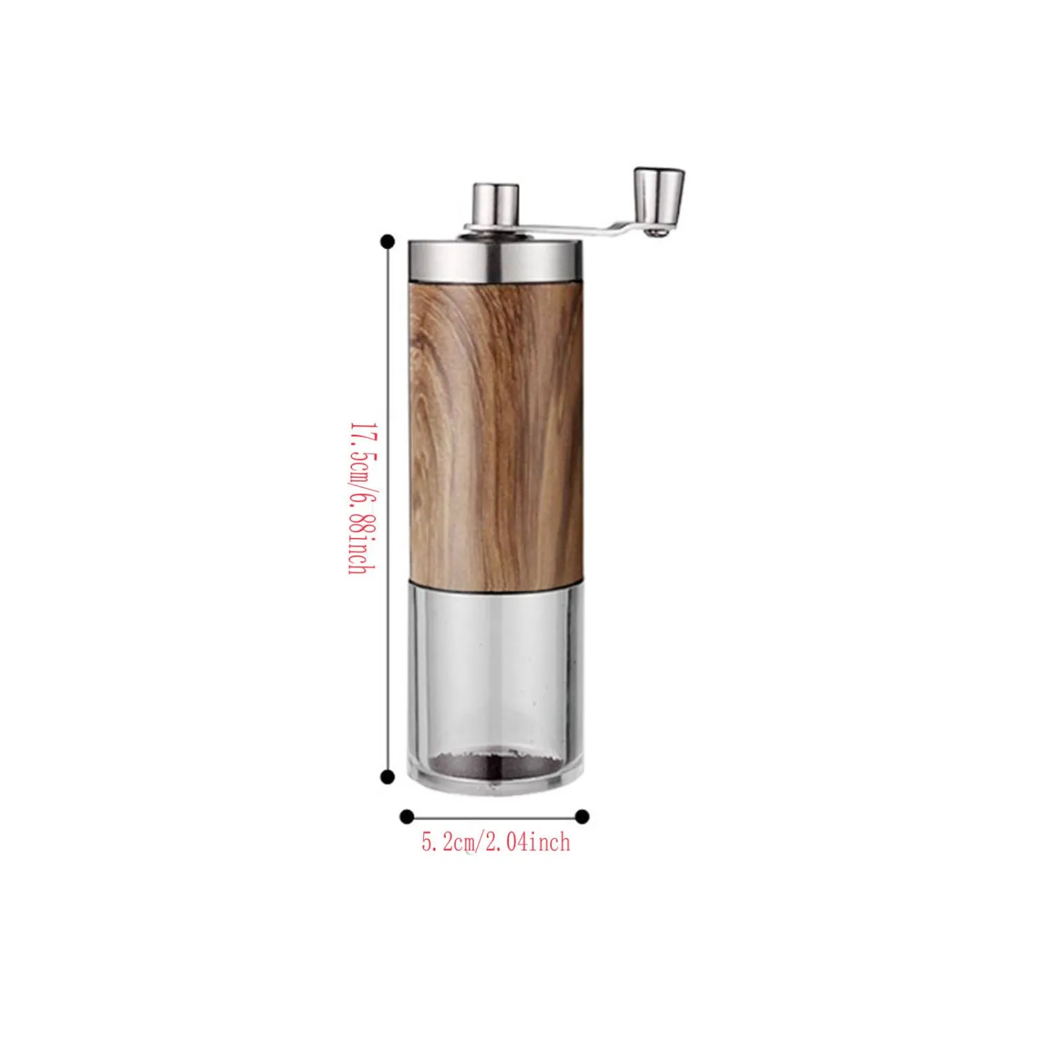 BinaryABC Manual Coffee Bean Grinder Adjustable Hand Washable Home Travel | Wood Grain,Detachable,Washable Crusher,Adjustable Hand Grinder