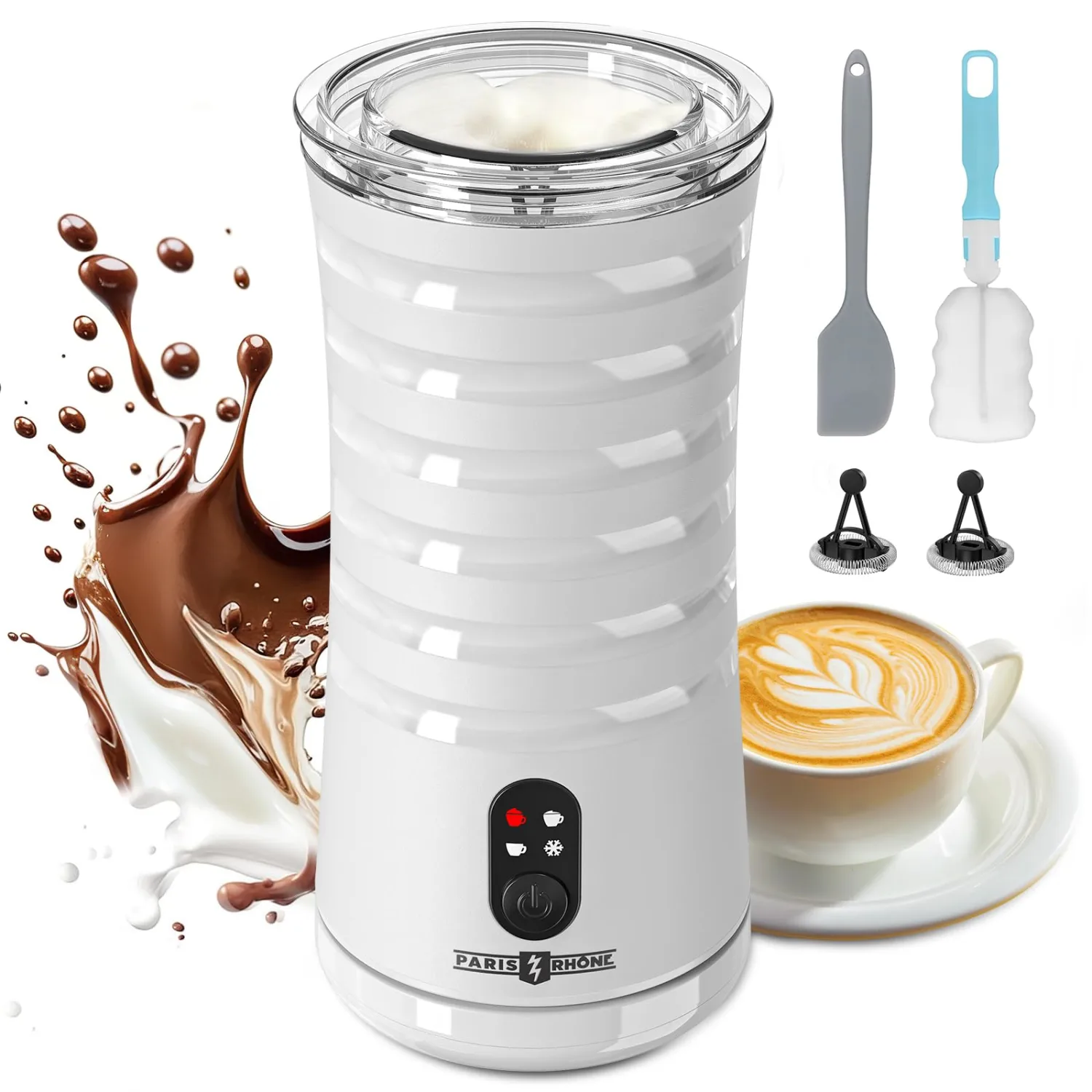 Electric Milk Steamer and Frother, Hot & Cold Foam Milk Warmer with Temperature Control, Auto Shut-Off Frothers for Coffee, Latte, Cappuccino, Macchiato