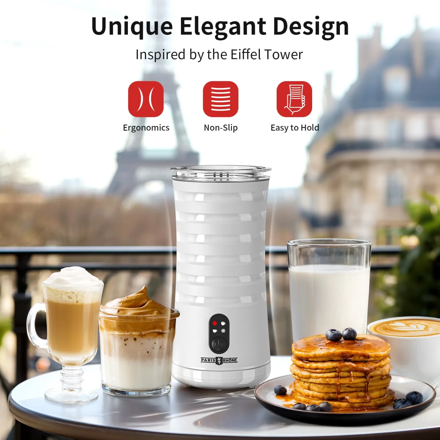Electric Milk Steamer and Frother, Hot & Cold Foam Milk Warmer with Temperature Control, Auto Shut-Off Frothers for Coffee, Latte, Cappuccino, Macchiato