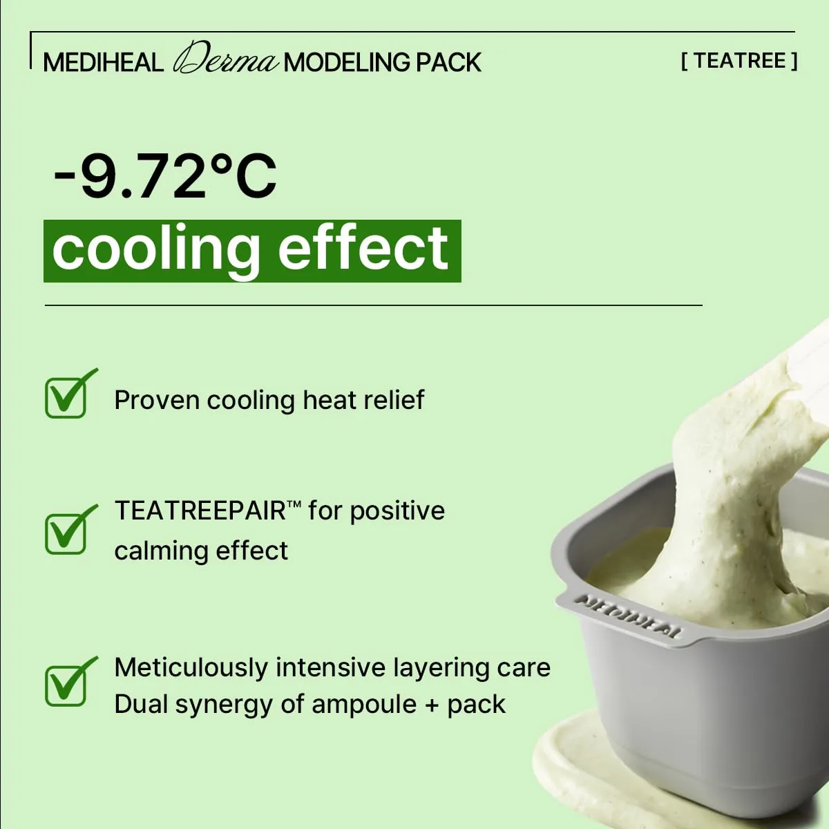 Mediheal Derma Modeling Pack (Teatree) - Rapid Cooling For Soothing Skin - Easy DIY Home Spa Kits, Hydrating Icy Jelly Mask For Skin Refreshment