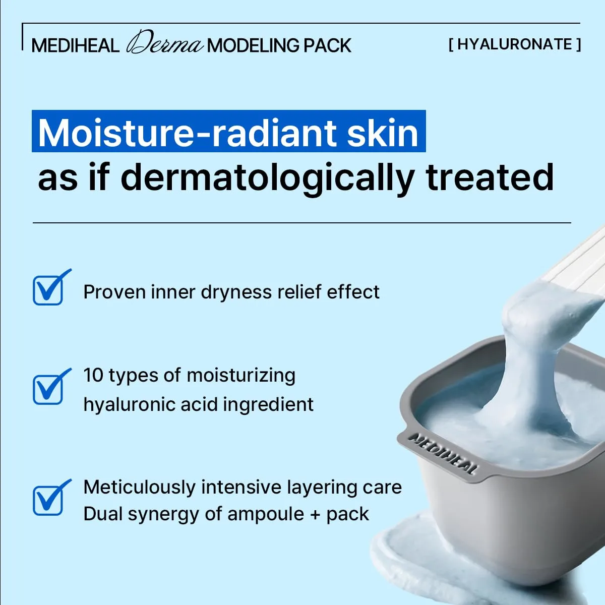 Mediheal Derma Modeling Pack (Hyaluronate) - Deep Hydrating For Moist Skin - Easy DIY Home Spa Kits, Hydrating Icy Jelly Mask For Skin Refreshment