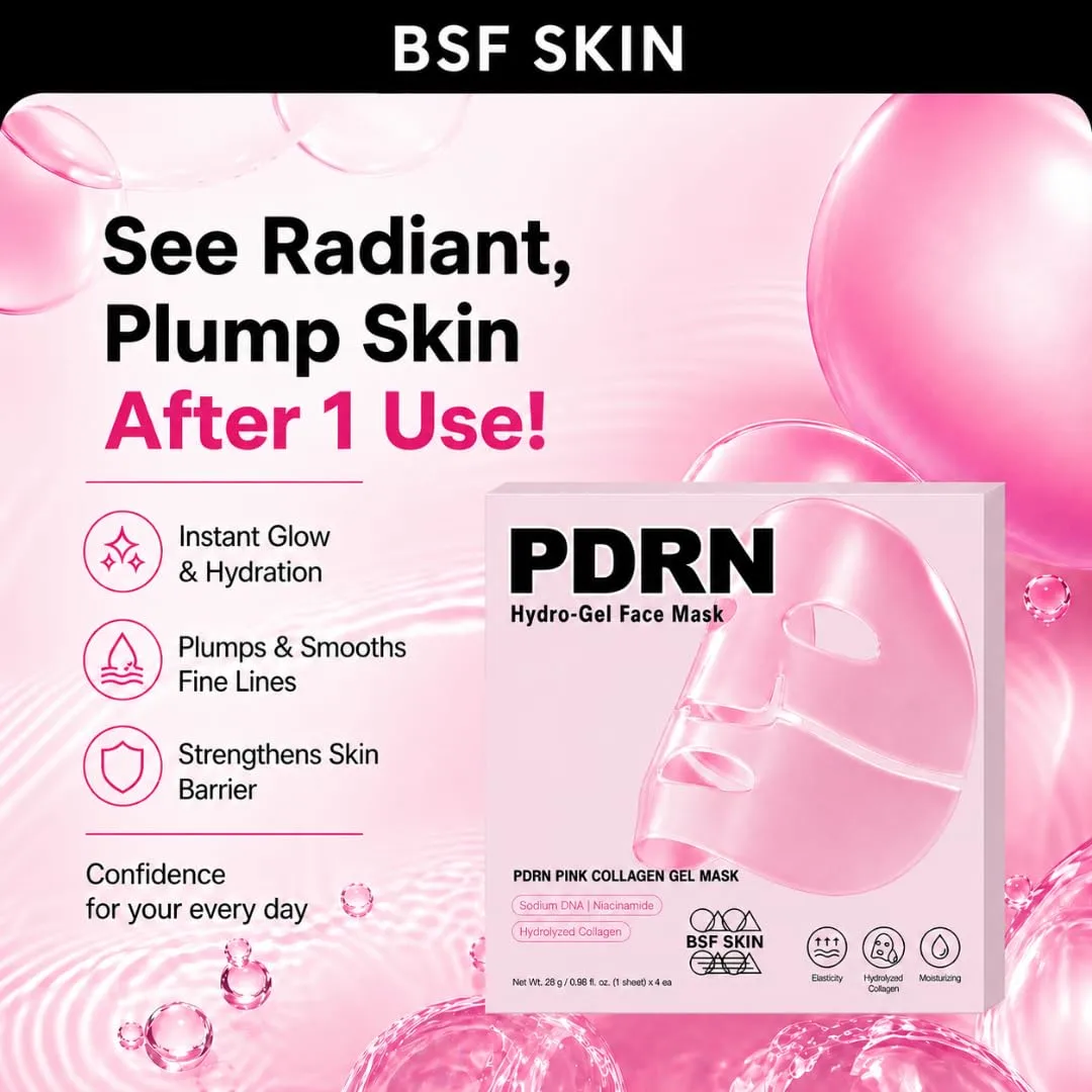 Salmon DNA PDRN Pink Collagen Jelly Hydrogel Face Mask | 11 Peptide Complex | Overnight Face Mask for Glass & Glowy Skin | Moisturizing, Firming, Hydrating & Elasticity Care (28g x4ea)