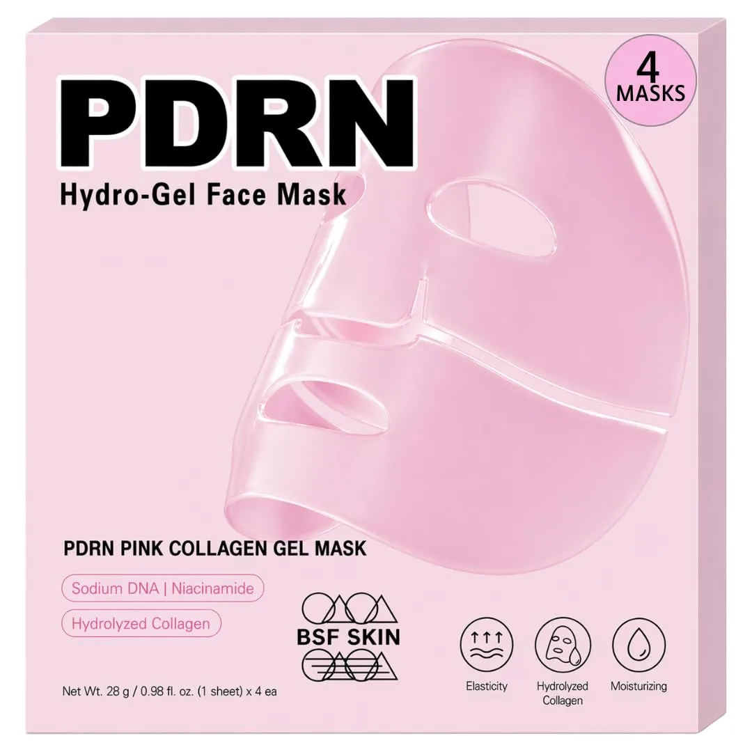 Salmon DNA PDRN Pink Collagen Jelly Hydrogel Face Mask | 11 Peptide Complex | Overnight Face Mask for Glass & Glowy Skin | Moisturizing, Firming, Hydrating & Elasticity Care (28g x4ea)
