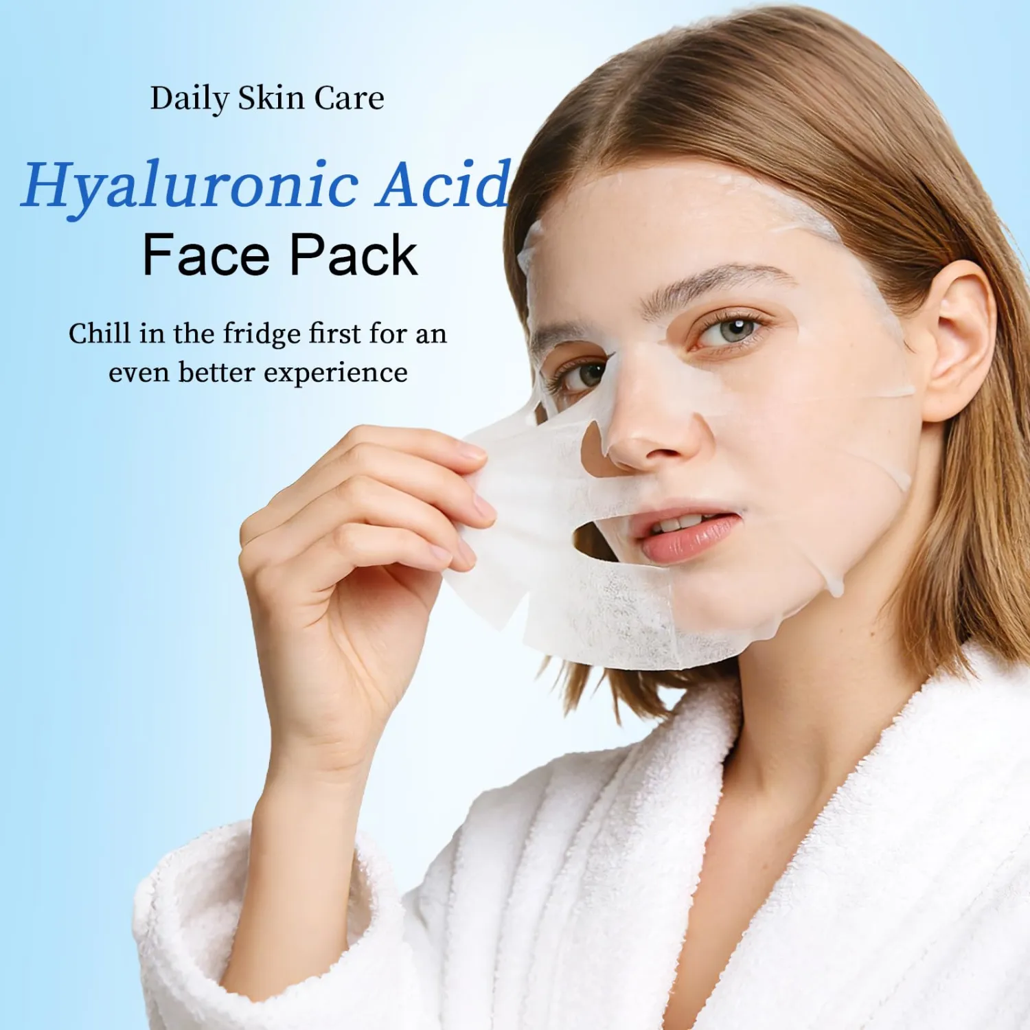 Hyaluronic Acid Mask, Hydrating Face Mask (10 sheets) for Skin Deep Hydration, Dewy Glow and Firm Looking Skin