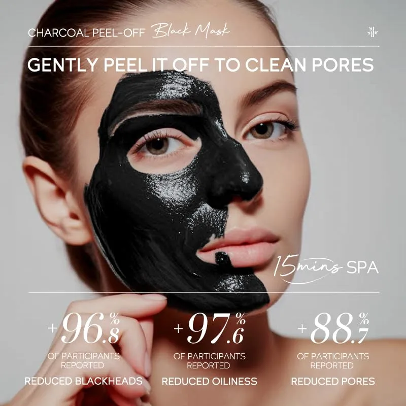 Charcoal Peel Off Mask, Pore Clearing Gel Facial Mask, Oil Control, Tighten Pores, Deep Cleansing for Face Nose Blackhead Pores, Elasticity Hydration Care, Not Over-Drying, Easy-to-use