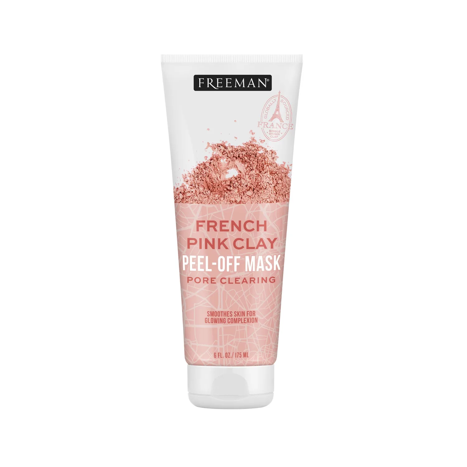 Freeman Exotic Blends French Pink Clay Peel-Off Face Mask, Pore Clearing Facial Mask, Detoxifies & Removes Impurities, Clean Skincare, For Normal & Combination Skin, 6 fl. oz./175 ml. Tube