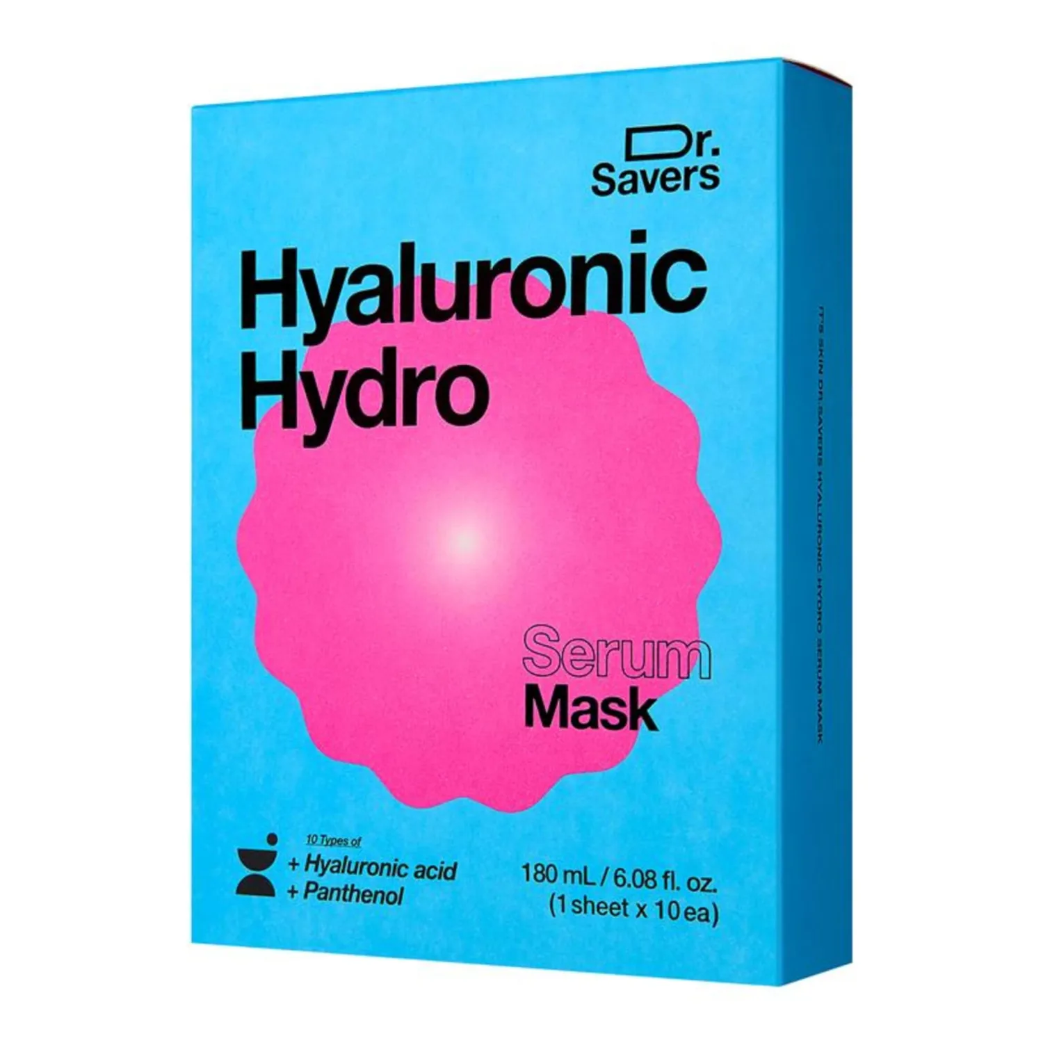 Dr. Savers Hyaluronic Acid Face Serum Mask, 0.60 Fl Oz, Deep Hydrating & Repair Skin Barrier with Panthenol, Lightweight, Non-Sticky, Moisturizing Dewy Skin, Personalized Korean Skincare, 10 Sheets