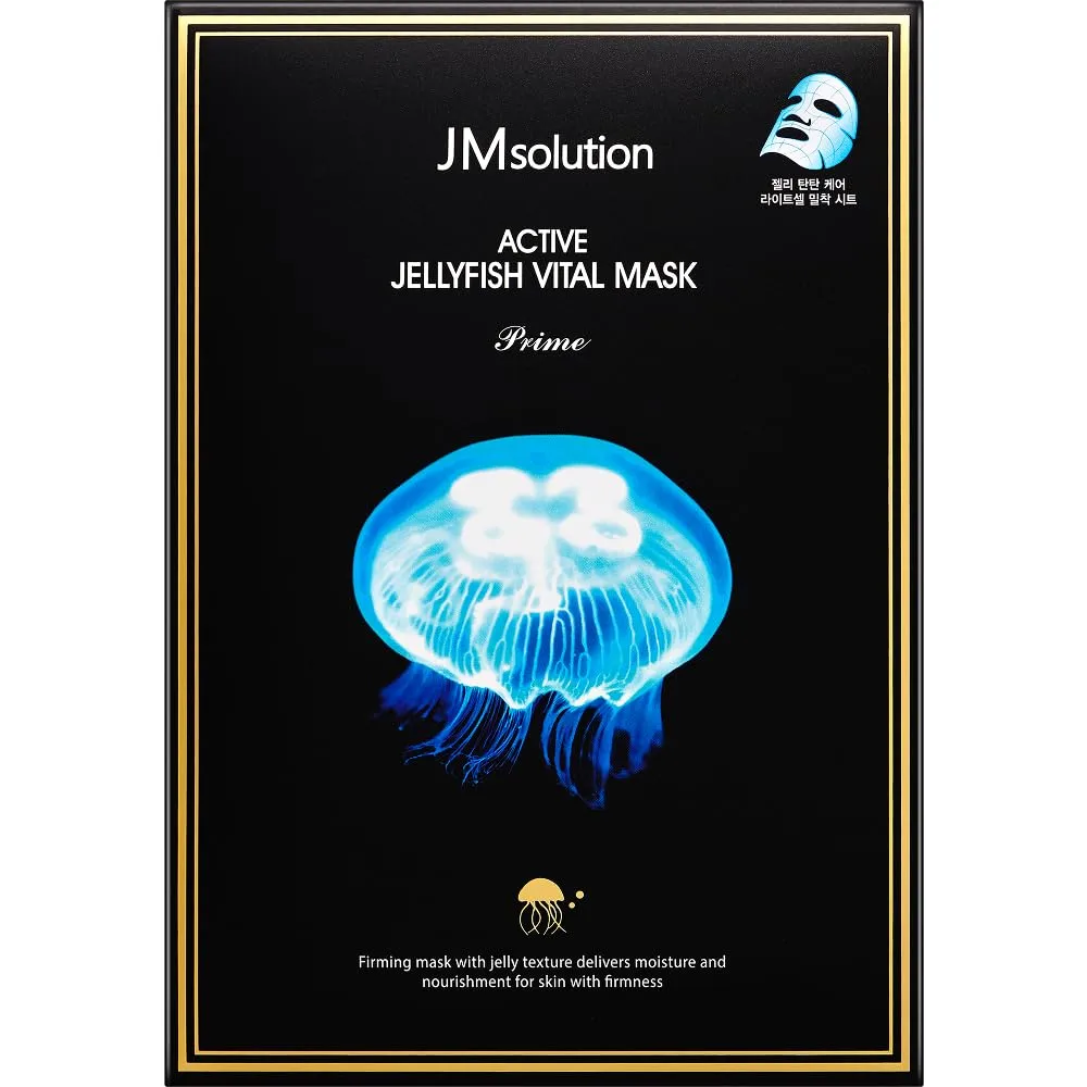 JMsolution Active Jellyfish Vital Mask Prime (10 Sheets, 33ml Each) | Jelly Essence Sheet Mask for Plump & Bouncy Skin | Hydrating & Revitalizing Korean Face Mask | K-Beauty Skincare