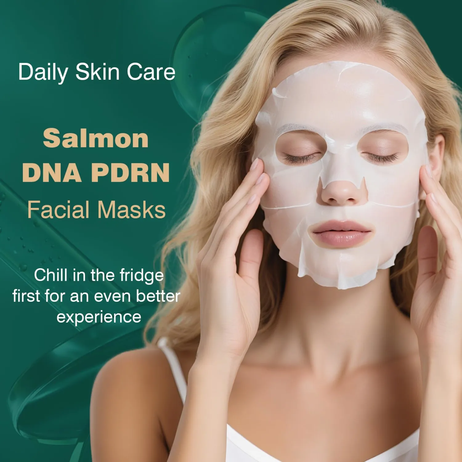 PDRN Face Mask (10 Sheets) with Salmon DNA PDRN Collagen, Overnight Face Mask for Glass Glow Skin Hydrating & Soothing, Skin Repair