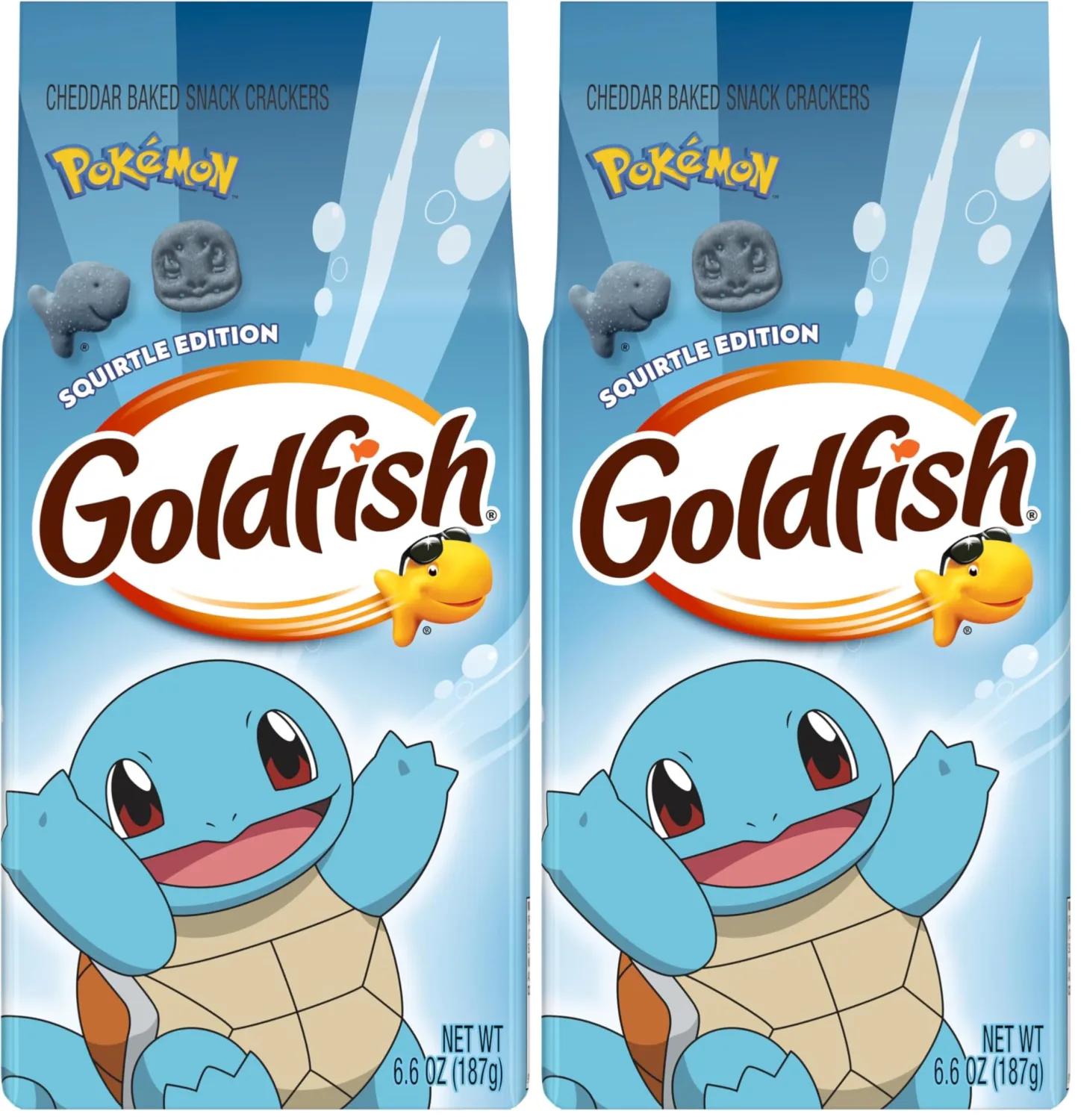 Goldfish Pokémon Squirtle Cheddar Cheese Baked Snack Crackers, 6.6 Oz Bag (Pack of 2)