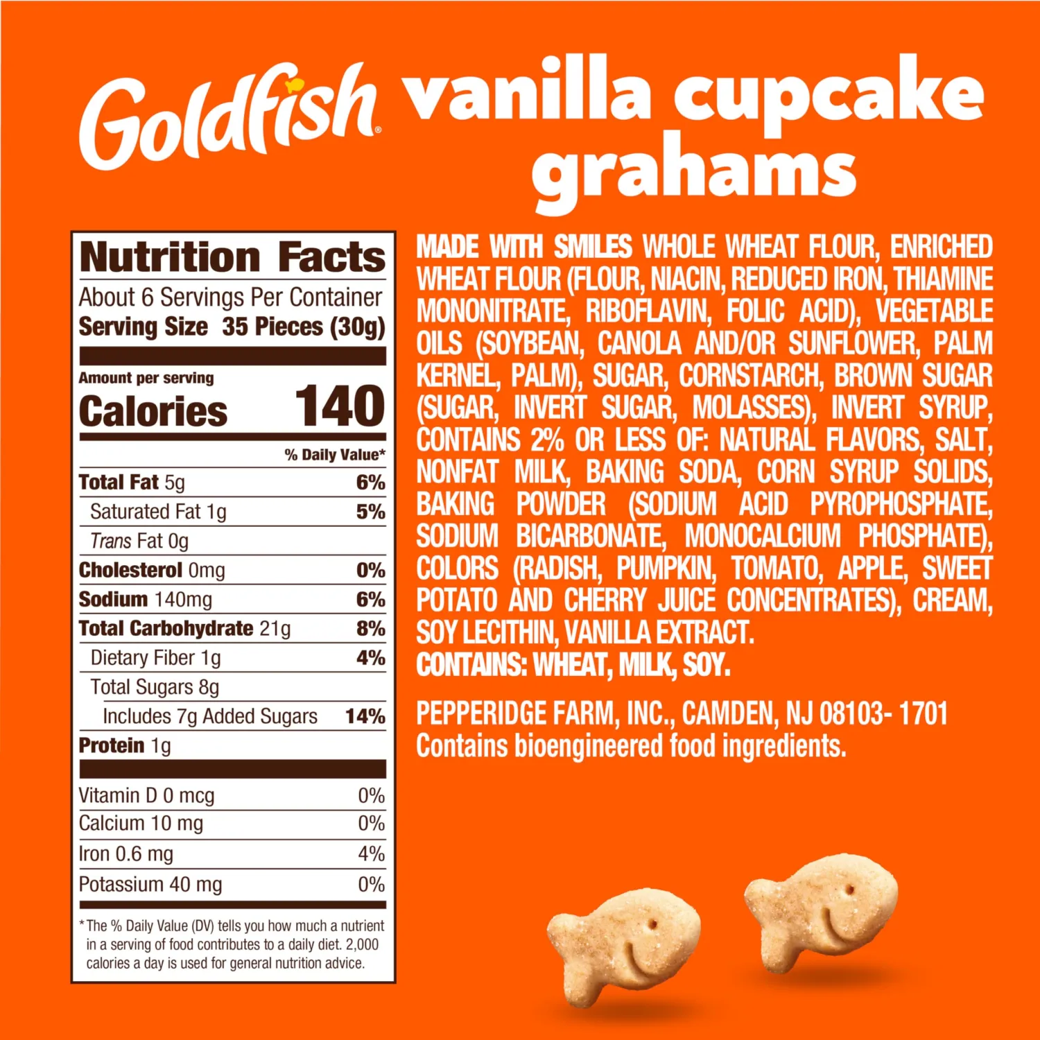 Pepperidge Farm Goldfish Grahams Vanilla Cupcake Baked Grahams, 6.6 Oz Bag (Pack of 2)
