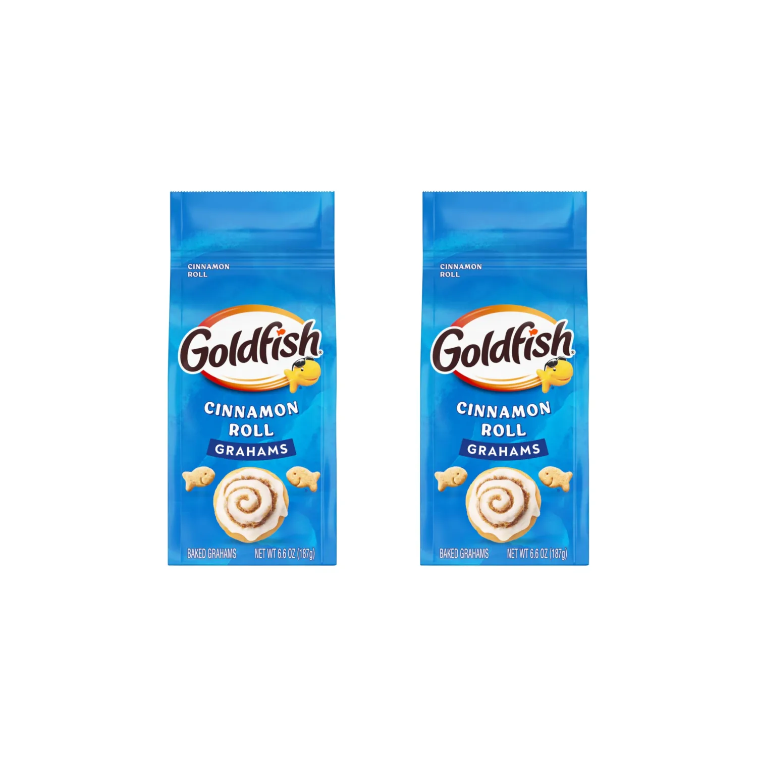 Goldfish Grahams Cinnamon Roll Baked Snack Crackers, 6.6 Oz Bag (Pack of 2)