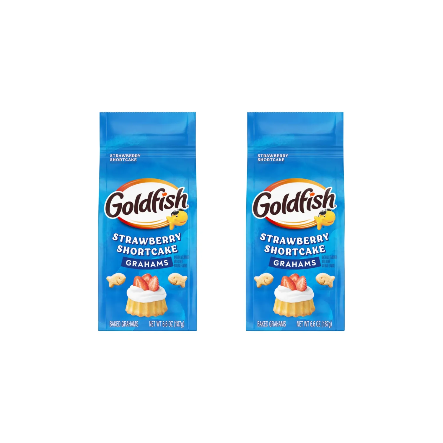 Goldfish Grahams Strawberry Shortcake Flavored Baked Snack Crackers, 6.6 Oz Bag (Pack of 2)