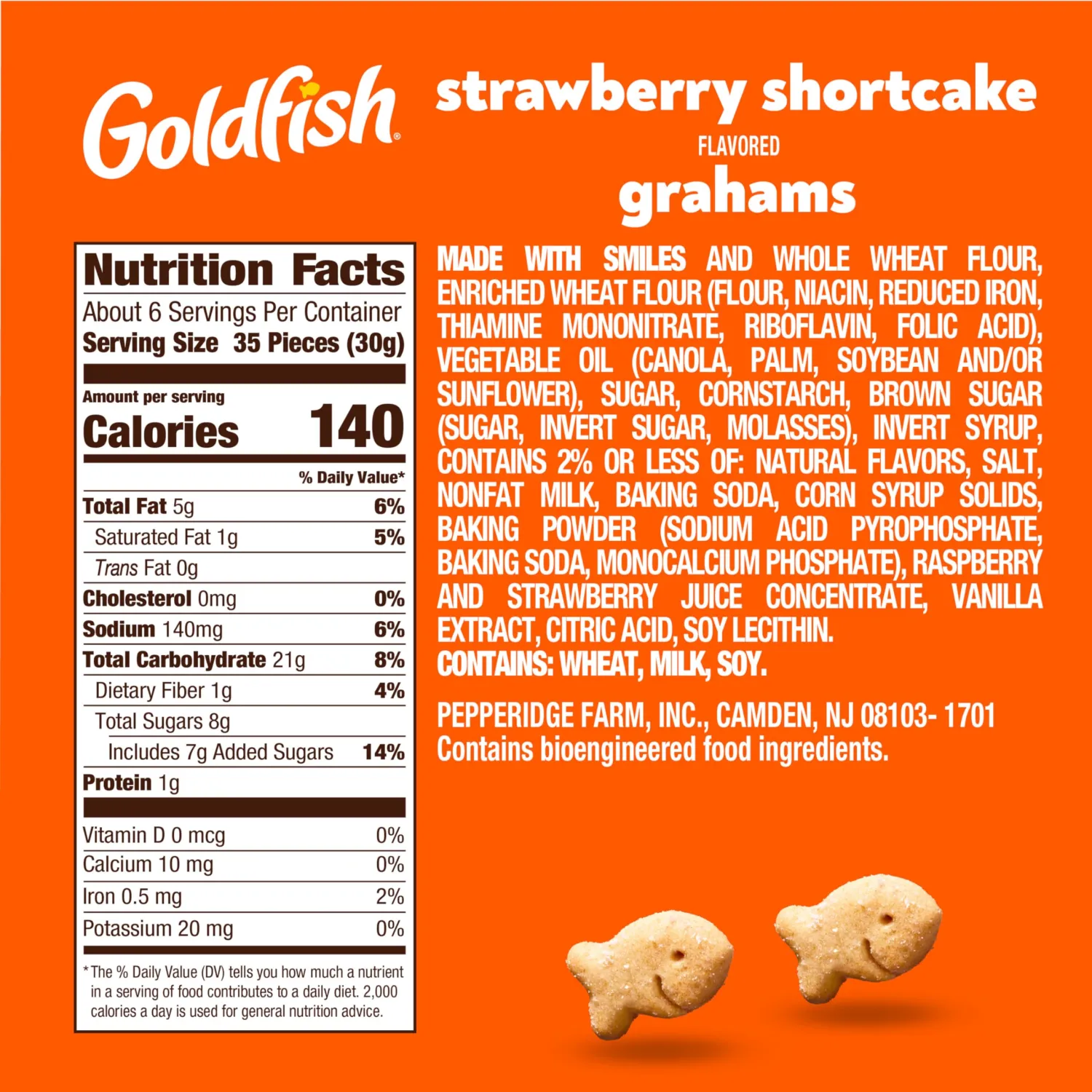 Goldfish Grahams Strawberry Shortcake Flavored Baked Snack Crackers, 6.6 Oz Bag (Pack of 2)