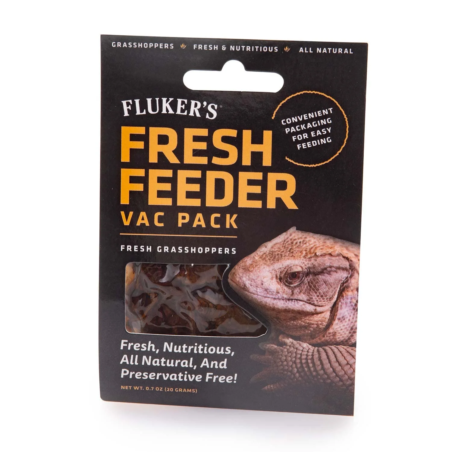 Fluker's Fresh Feeder Vac Pack Grasshoppers, All Natural and Preservative Free, Great for Insect Eating Reptiles, Birds, or Small Animals, 0.7 oz