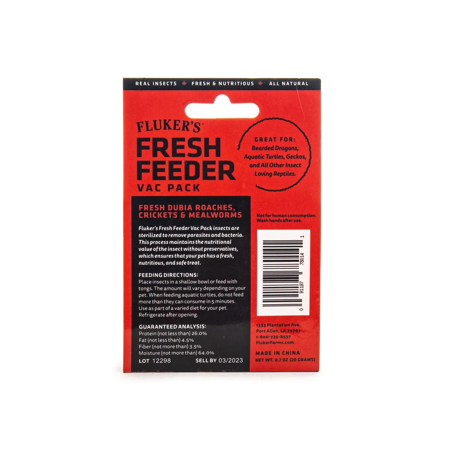 Fluker's Fresh Feeder Vac Pack Variety Mix, All Natural and Preservative Free, Great for Insect Eating Reptiles, Birds, Tropical Fish or Small Animals, 0.7 oz