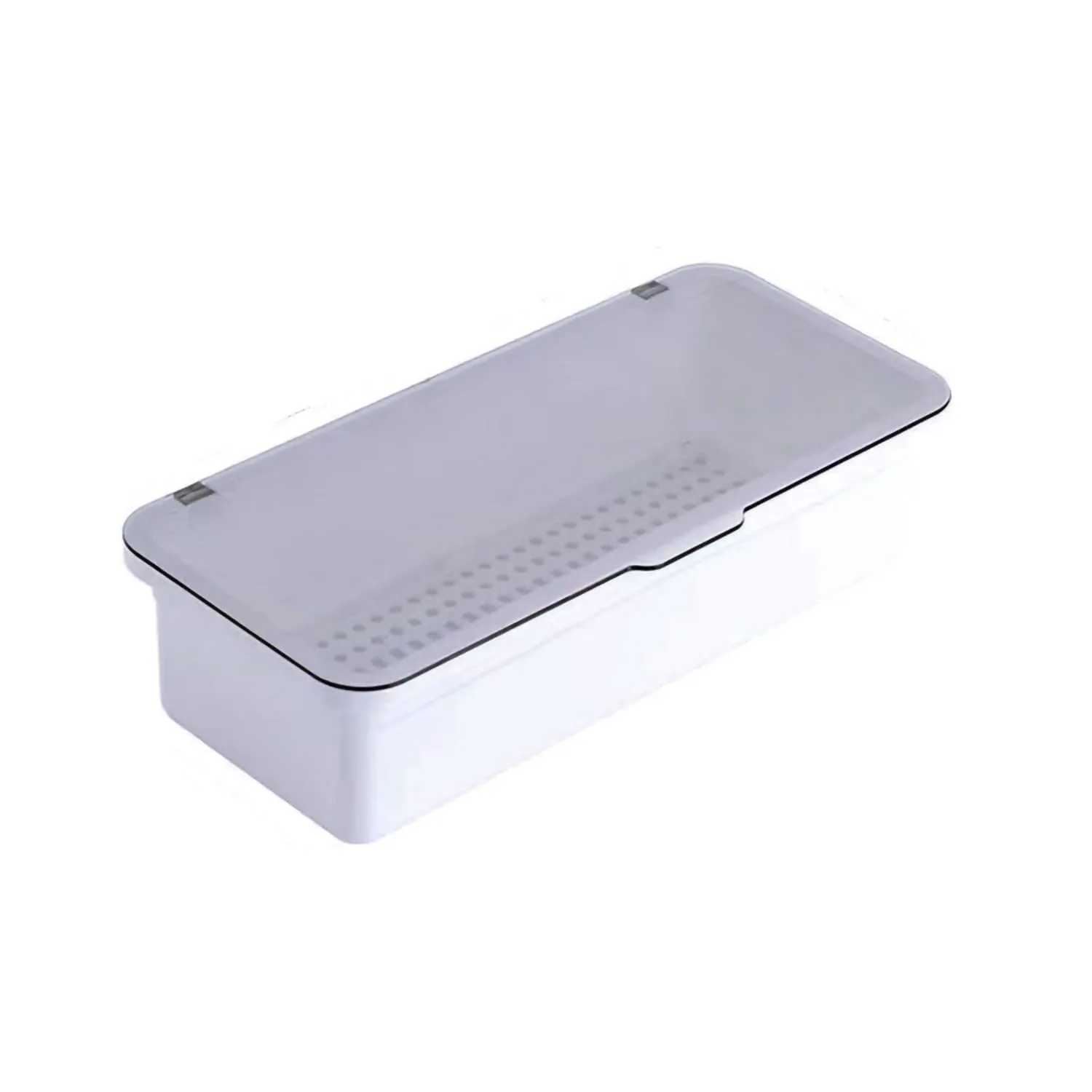 Flatware Tray with Lid and Drainer,Silverware Tray Kitchen Dinnerware Holder and Utensil Storage Container for Flatware and Silverware (White)
