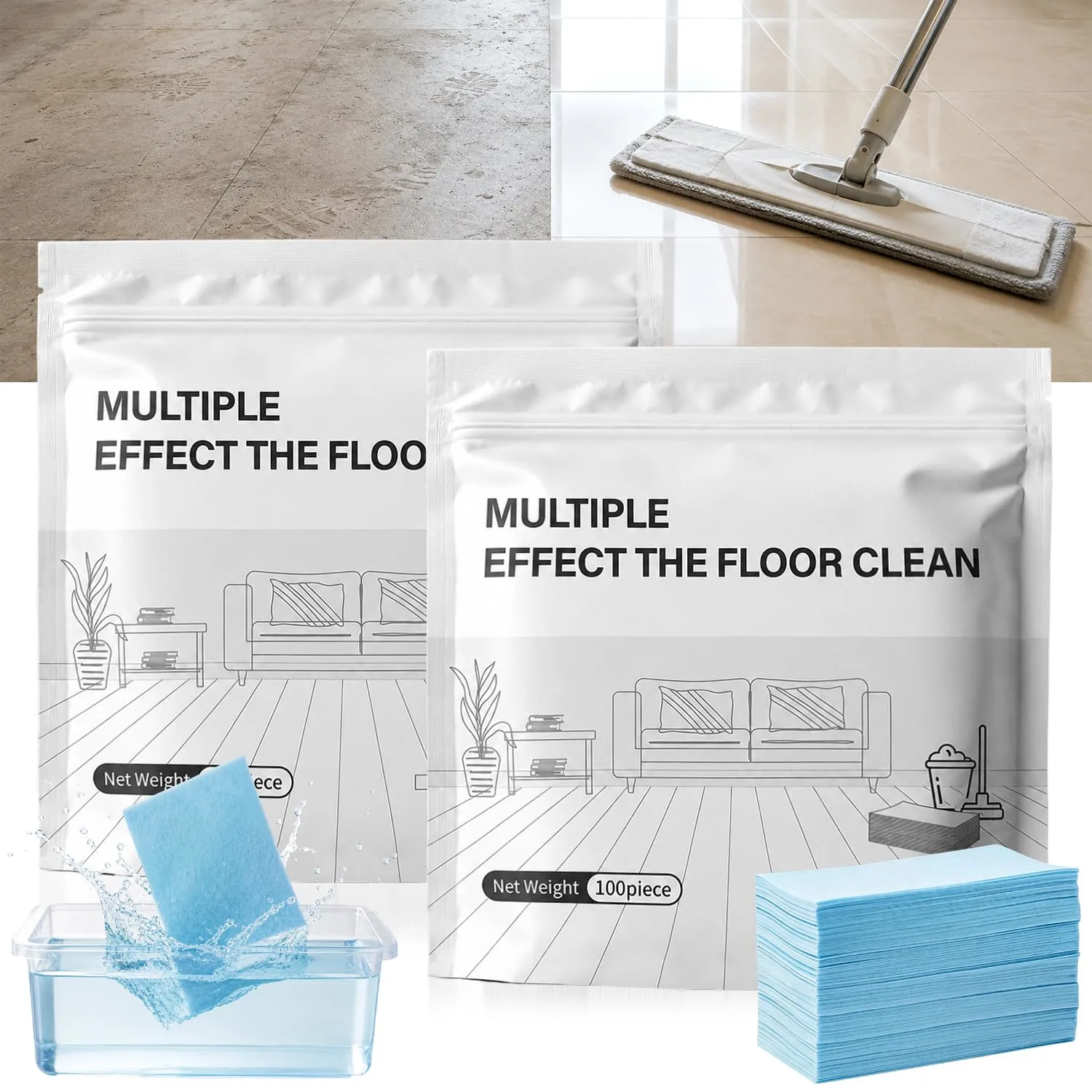 200pcs Multi-Surface Floor Cleaner Tablet, 2026 Upgraded Floor Cleaning Solution Tablets, Dissolvable Pre-Measured Deep Cleaning Cleaning Solution, for Hardwood, Tile, Floors(Blue)