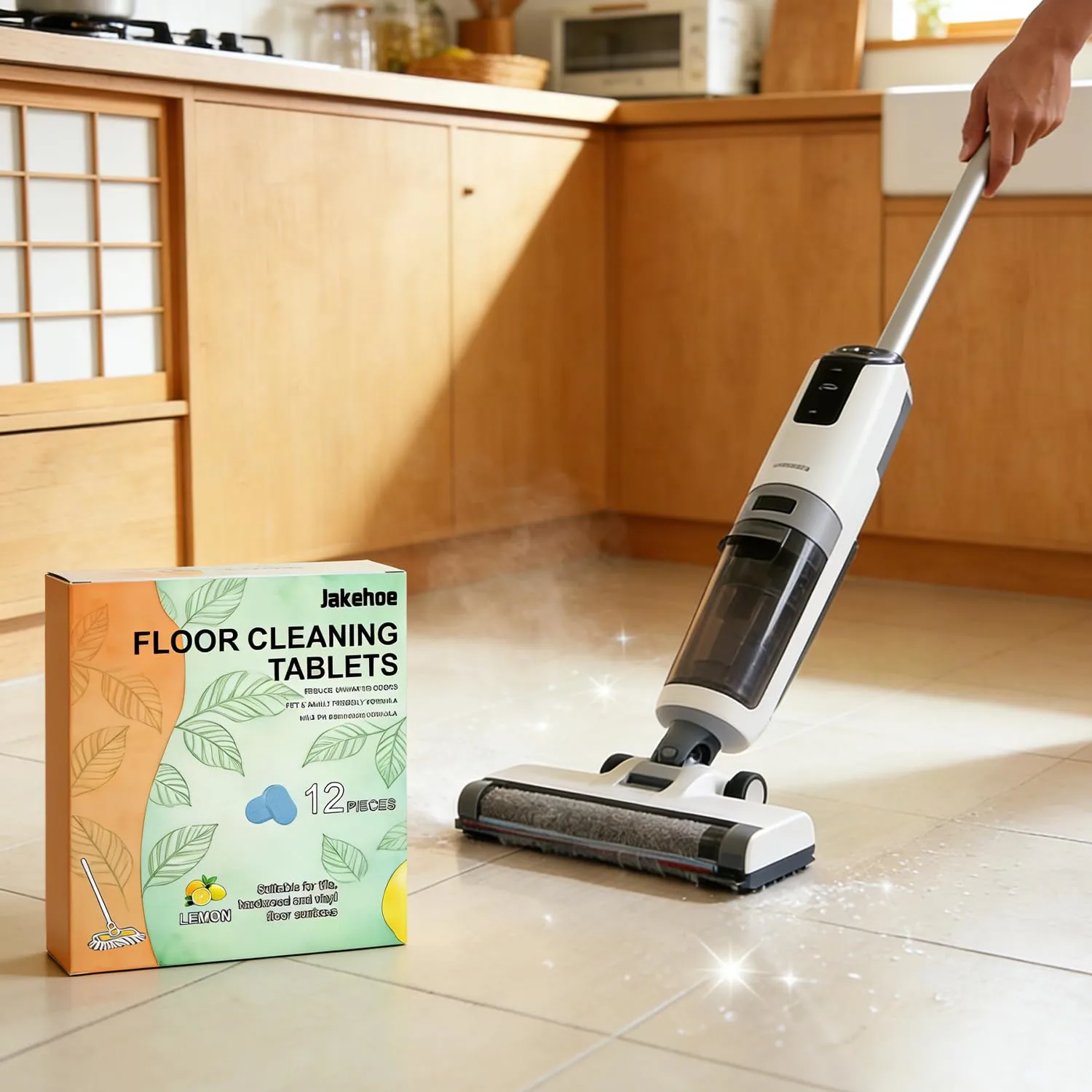 2Packs Floor Cleaner Tablets,Hard Floor Cleaner Tablets,Pre Measured Dissolvable Cleaning Solution, For Hardwood, Fresh Lemon Scent, Compatible with Robot Mops & Wet/Dry Vacuums (12pc)