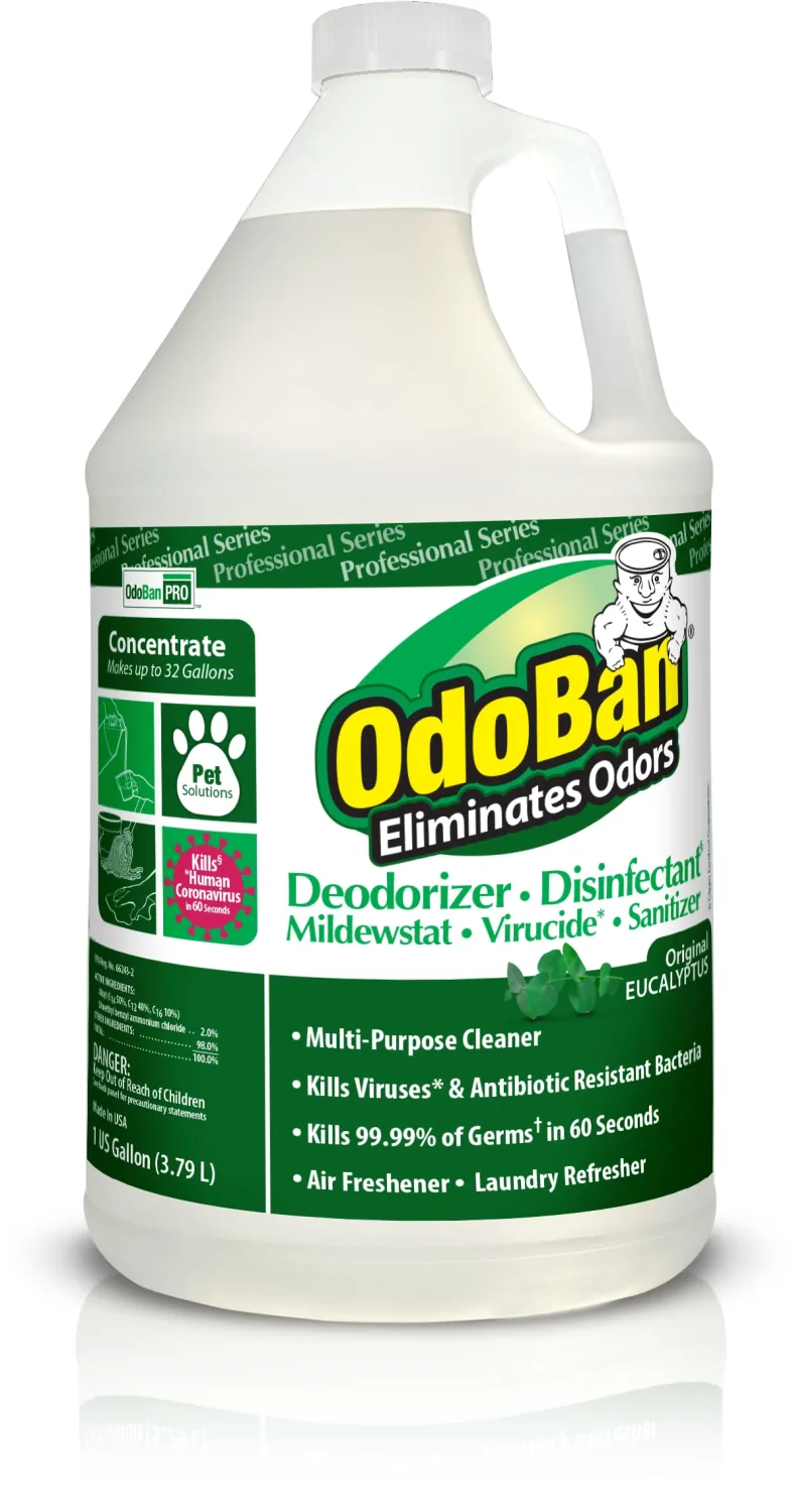 OdoBan Professional Disinfectant and Odor Eliminator Concentrate, Made in the USA, Original Eucalyptus Scent, 1 Gallon
