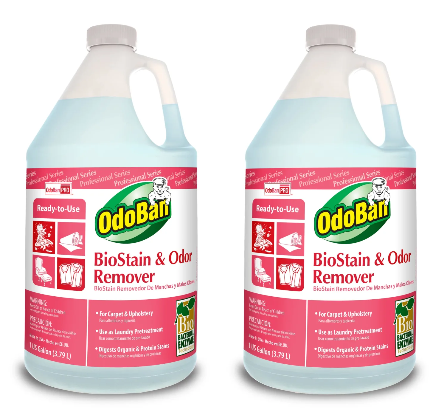 OdoBan Professional Cleaning and Odor Control Solutions, Ready-to-Use Biostain and Odor Remover, Made in the USA, 2 Gallons