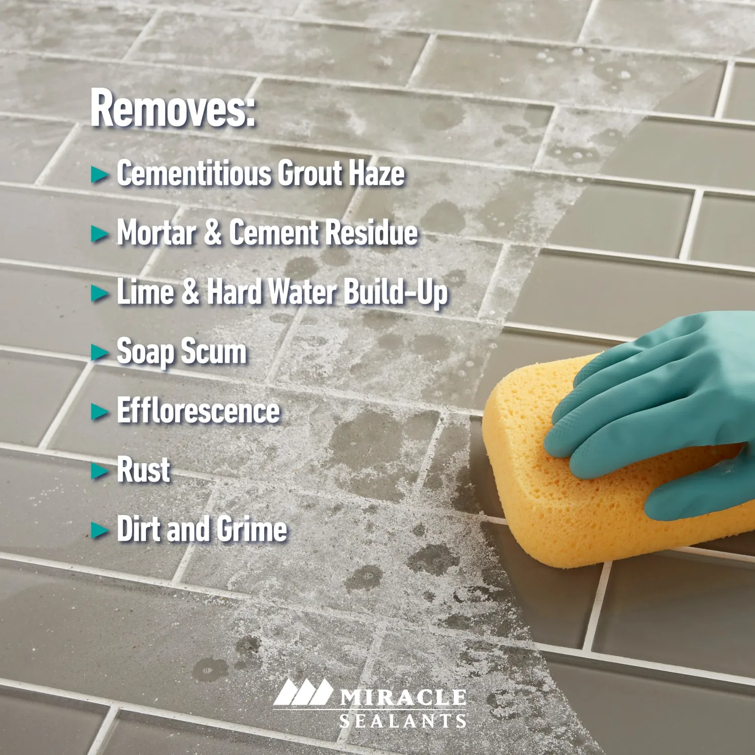 Miracle Sealants Heavy-Duty Acidic Cleaner for Tile & Stone, Grout Haze, Rust Stain & Efflorescence Remover, Gallon