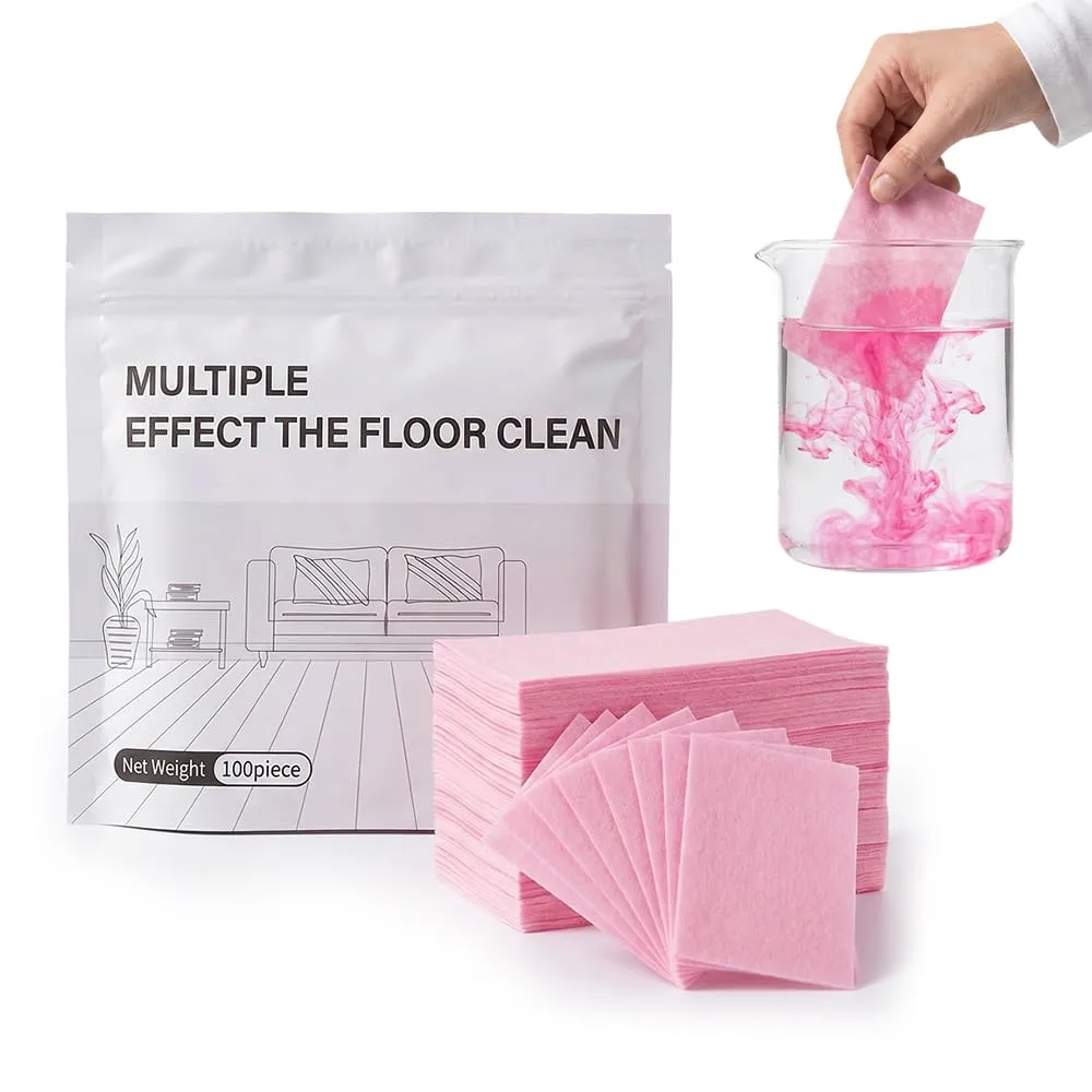 Multi-Effect Floor Clean Tablets, 2026 New Floor Cleaning Tablets Multi-Surface Cleaner, 30/60/100 Pcs Water Soluble Floor Cleaner for Mopping Hardwood, Laminate Floors, Tiles, Glass (Pink, 30 Pcs)