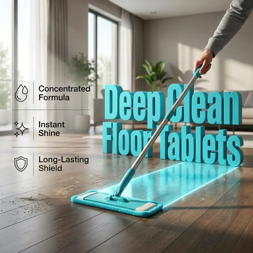 Multi-Effect Floor Clean Tablets, 2026 New Floor Cleaning Tablets Multi-Surface Cleaner, 30/60/100 Pcs Water Soluble Floor Cleaner for Mopping Hardwood, Laminate Floors, Tiles, Glass (Pink, 60 Pcs)
